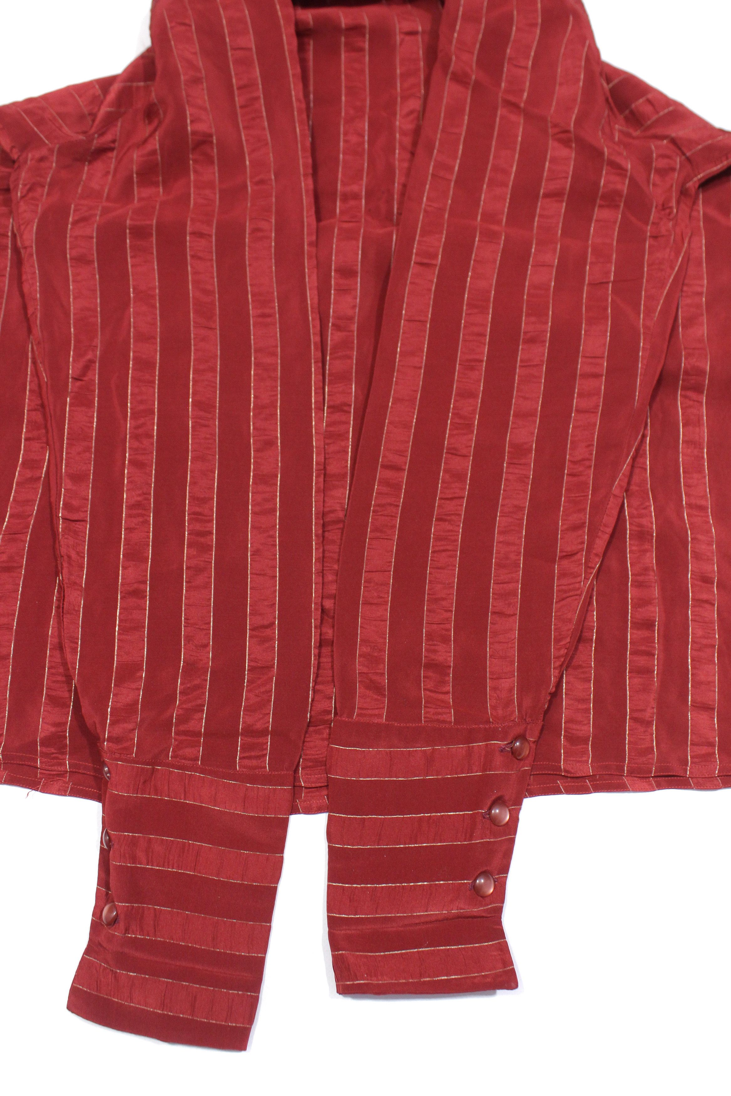 Chloe 90S Silk Striped Shirt Vintage Size L / US 10 / IT 46 - 5 Thumbnail