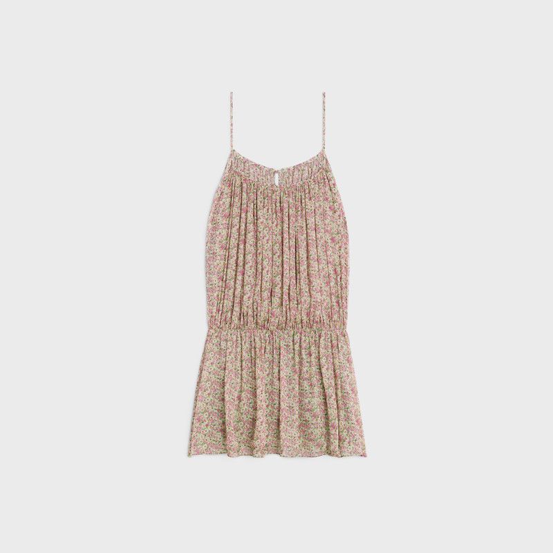 Celine o1w1db10526 2R26J3 Gathered Mini Dress in Multicolor Size XXS / US 00 / IT 34 - 2 Thumbnail