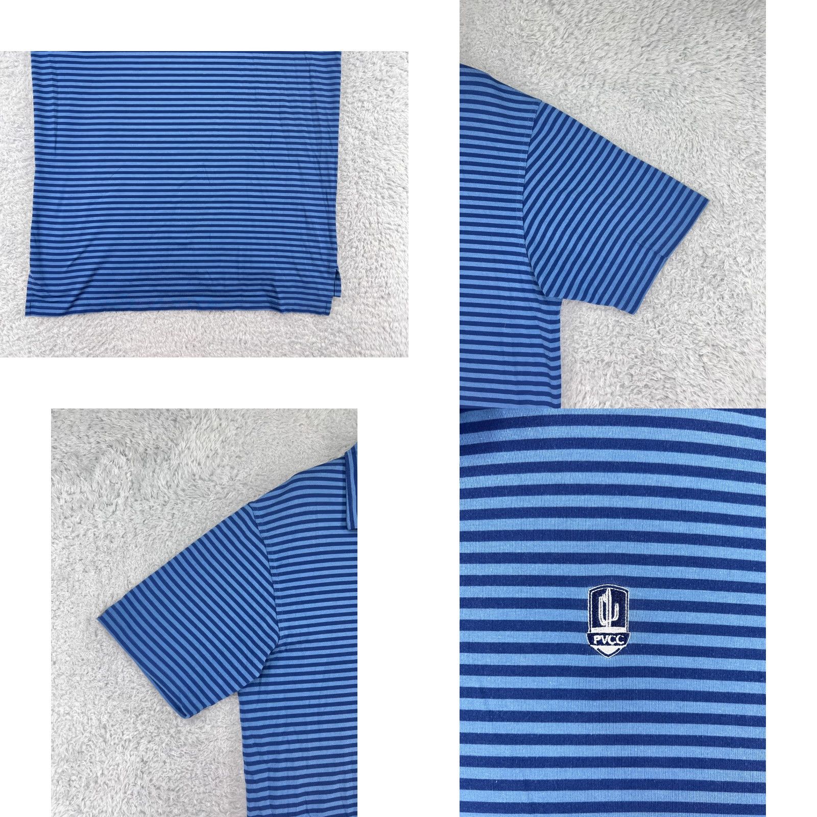Vintage Dunning Polo Shirt Mens Blue Striped Lightweight Cotton Blend Golf Polo Shirt L Adult Blue Men’s Slim Tees Sports Size US L / EU 52-54 / 3 - 8 Thumbnail