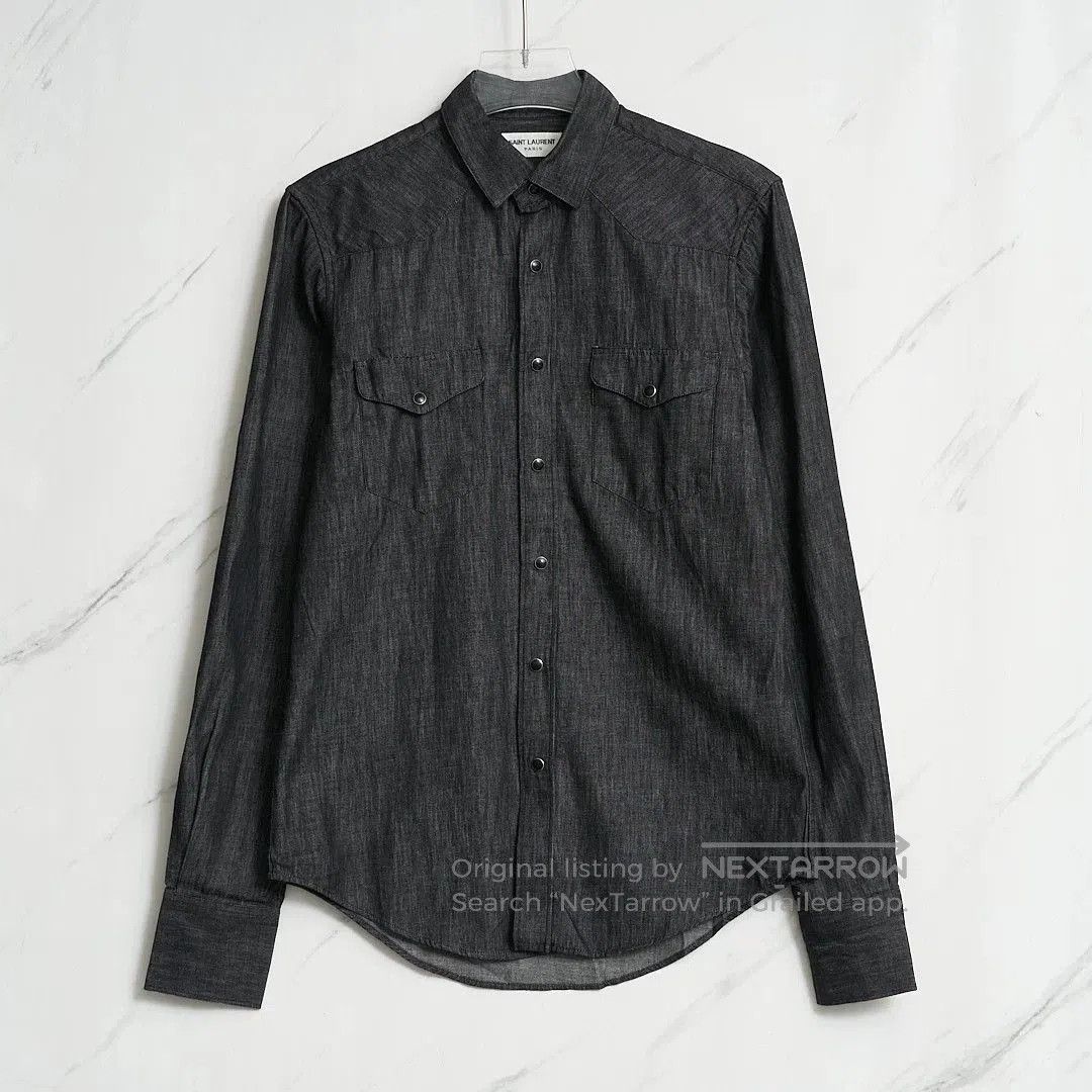 Saint Laurent Paris Authentic Saint Laurent Men's Logo Denim Shirt. Size US M / EU 48-50 / 2 - 1 Thumbnail