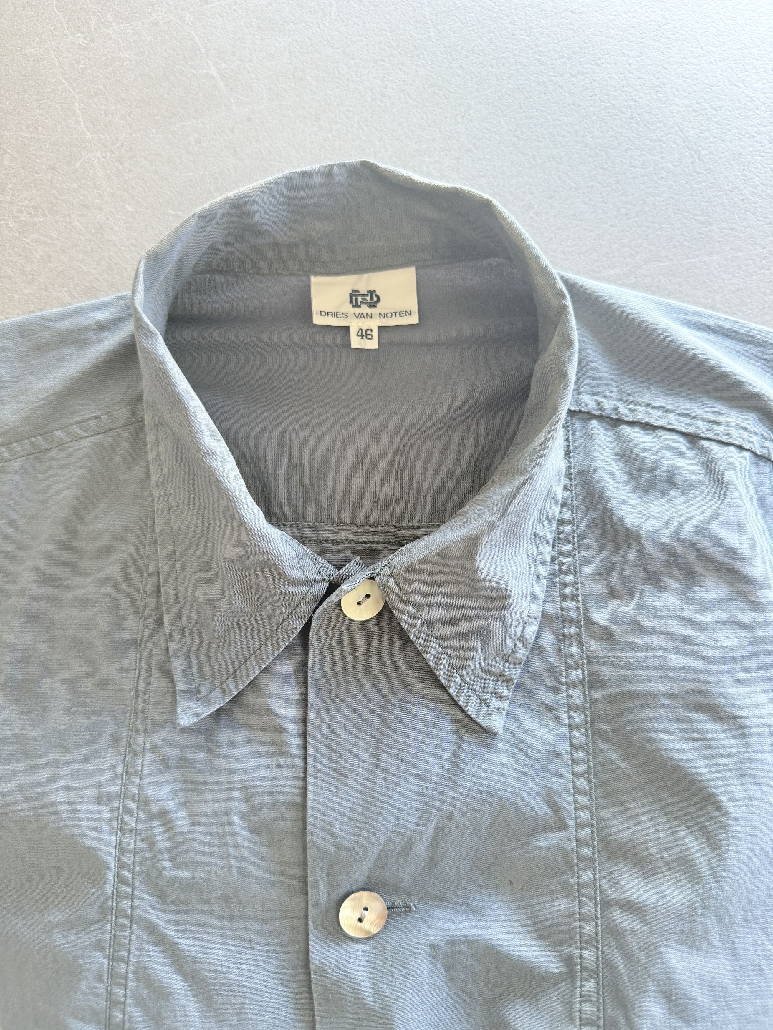 90s Dries Van Noten Mens Grey Cotton Shirt Collector Item