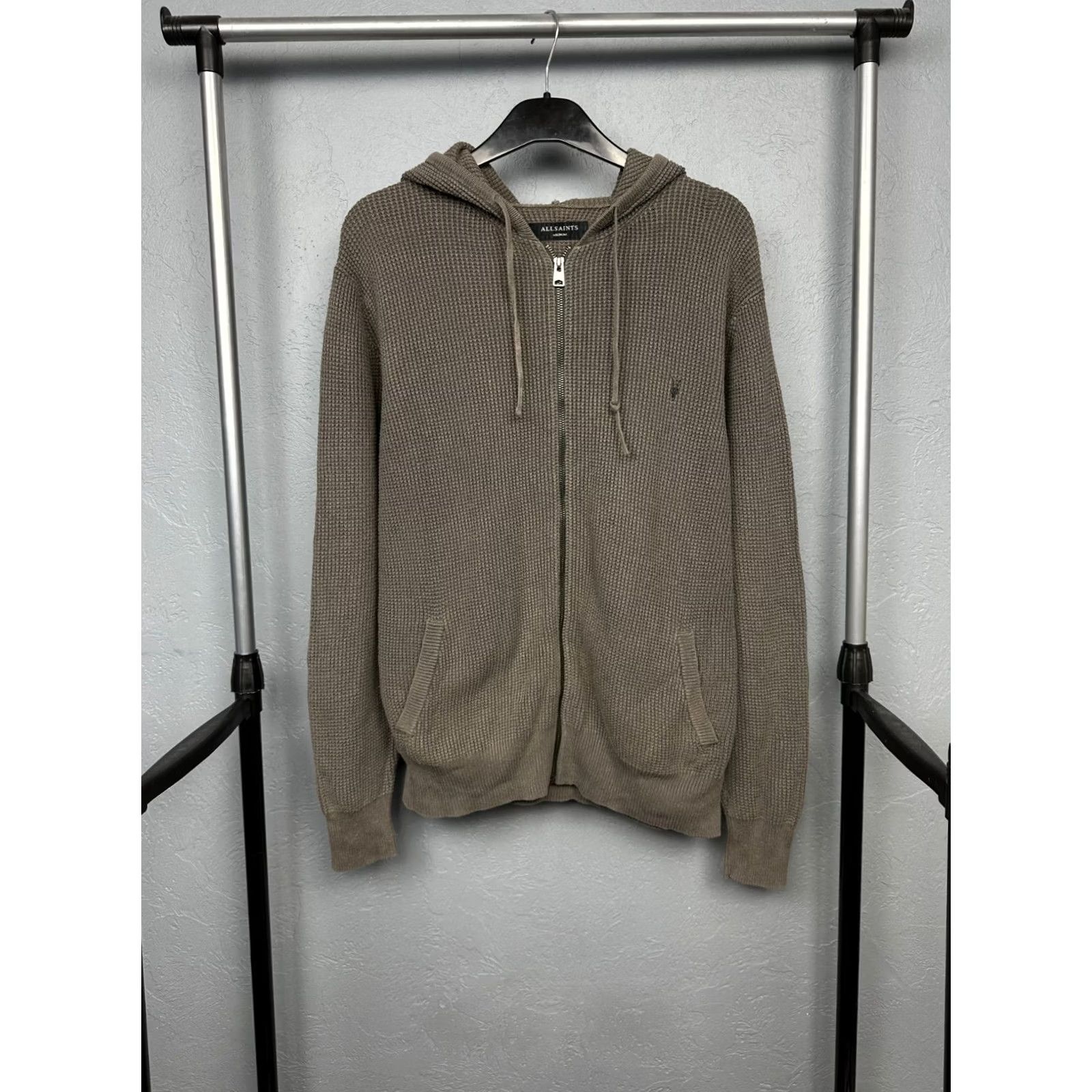 Allsaints AllSaints Trias Mens Cotton Knit Zip Hoodie M - Multicolor, Full Zip, Hooded, Logo, Solid Knit Cotton Shirt Size US M / EU 48-50 / 2 - 2 Thumbnail