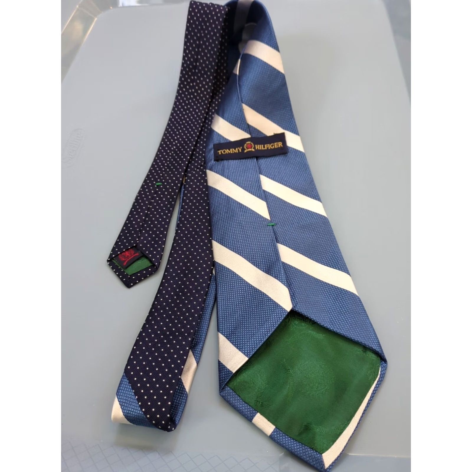 Tommy Hilfiger Tommy Hilfiger Mens Tie Neck Tie Blue White Stripe Regimental Silk Made In USA Size ONE SIZE - 5 Thumbnail