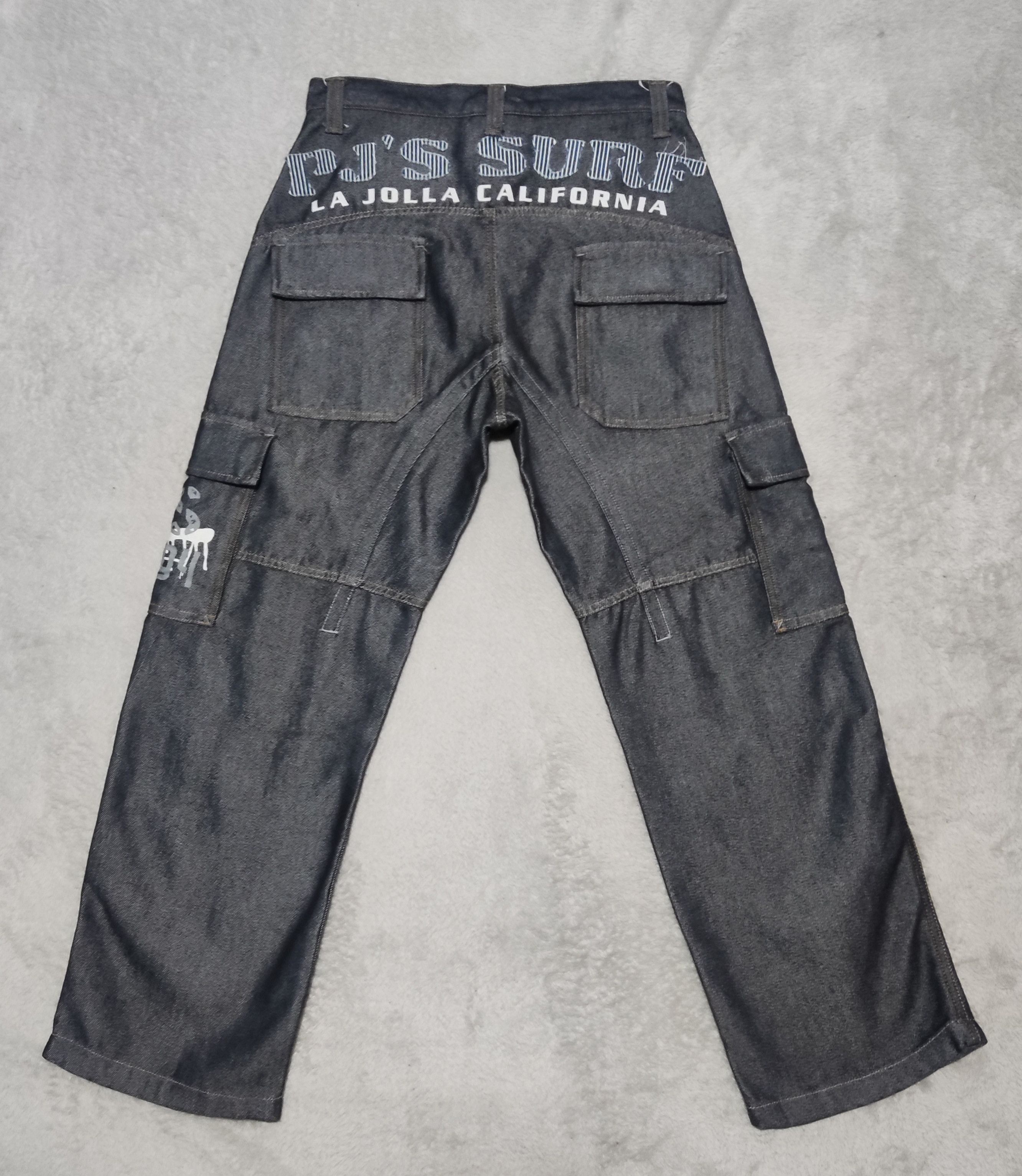 Japanese Brand PJ'S SURF Waxed La Jolla California Baggy Cargo Denim Pants Size US 30 / EU 46 - 2 Thumbnail