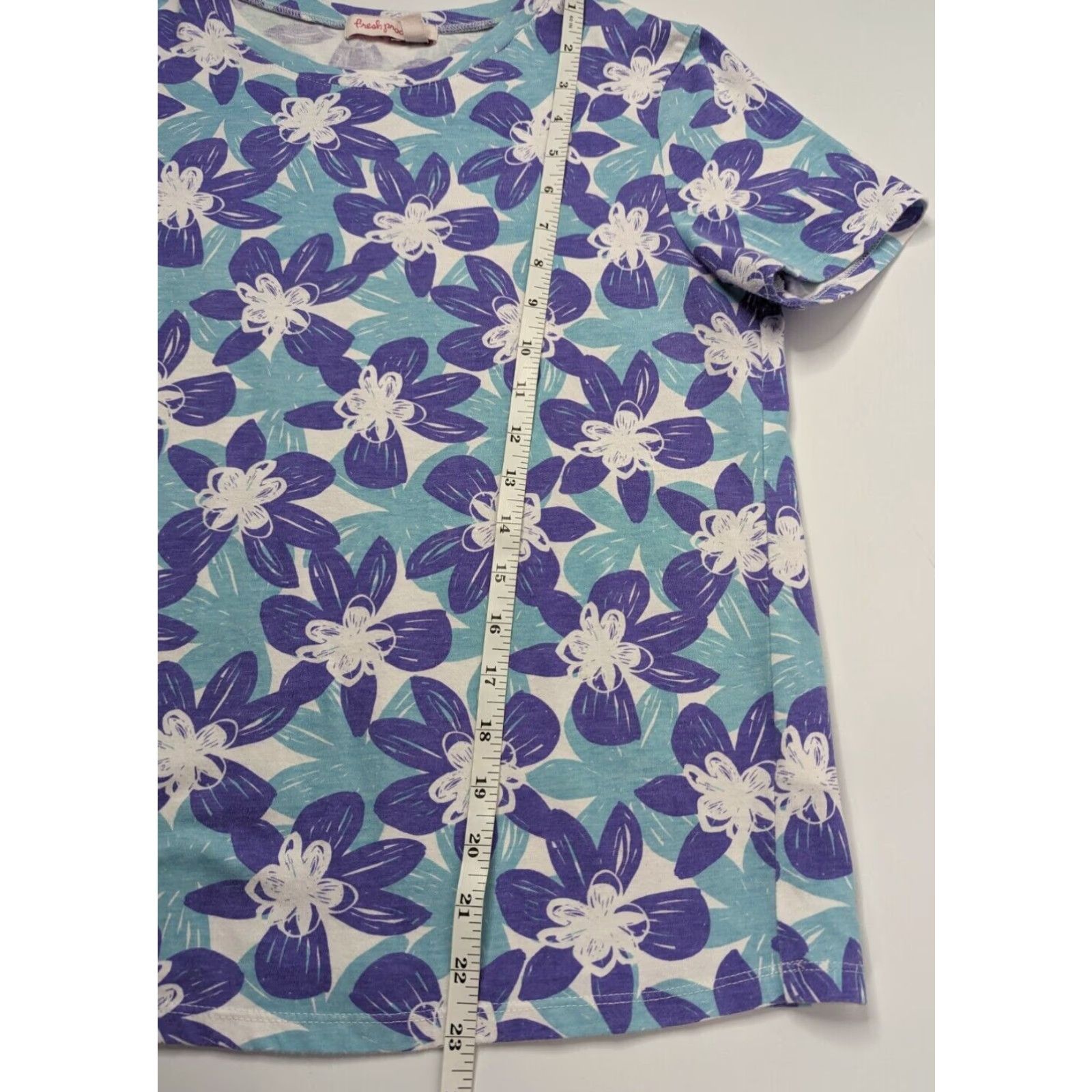 Gloverall Fresh Produce T-Shirt Floral All Over Graphic Scoop Neck Blue Cotton Tee Size M Women Size M / US 6-8 / IT 42-44 - 5 Thumbnail