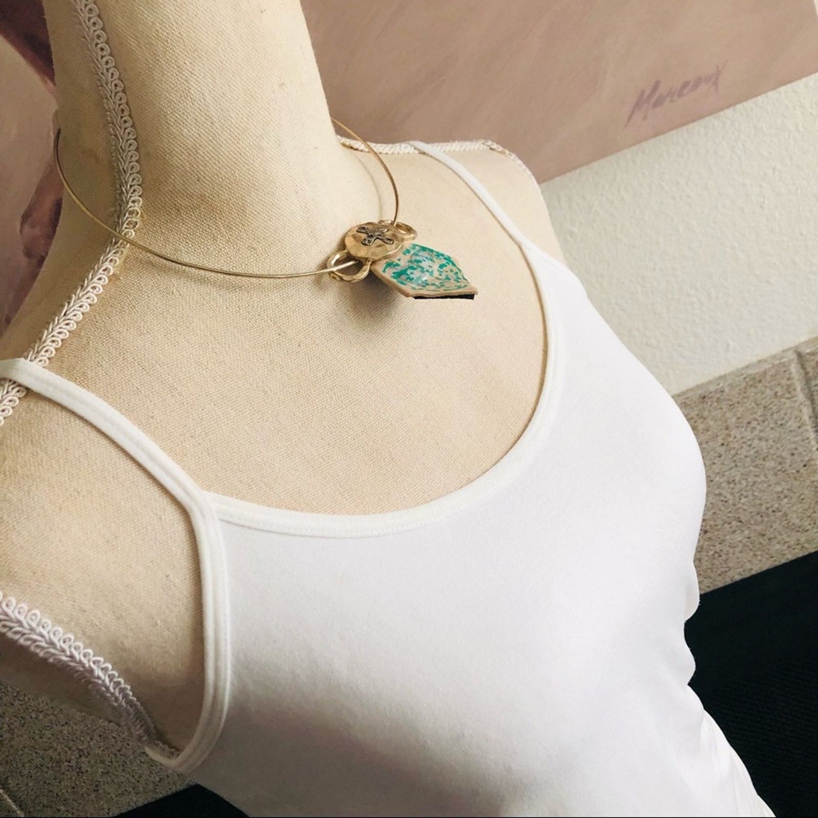 Handmade Handcrafted medieval look genuine leather gold choker Size ONE SIZE - 4 Thumbnail