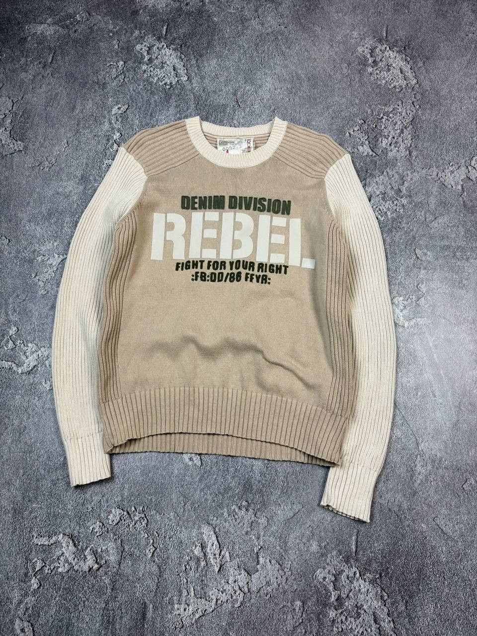 If Six Was Nine Y2K 2000s Biege Knit Sweater Grunge Style Streetwear Size US M / EU 48-50 / 2 - 2 Thumbnail