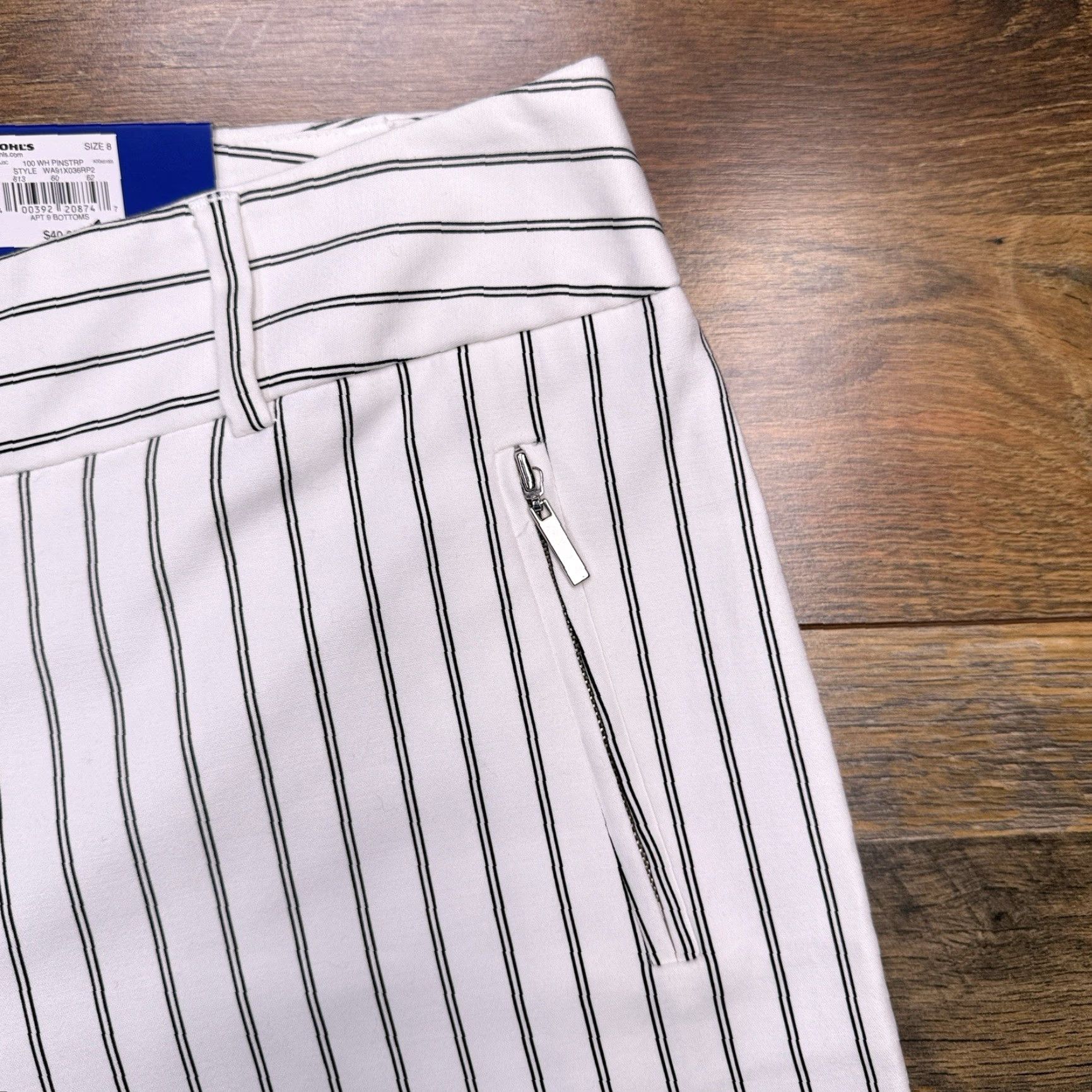 Apt. 9 Apt. 9 Torie Pants Womens 8 White Striped Mid Rise Stretch New Size 30" / US 8 / IT 44 - 5 Thumbnail