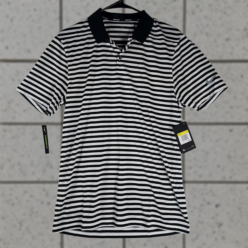 Nike Nike Dri-FIT Striped Golf Polo Shirt S Black White Nike Logo Women/Men? Size US S / EU 44-46 / 1 - 1 Thumbnail