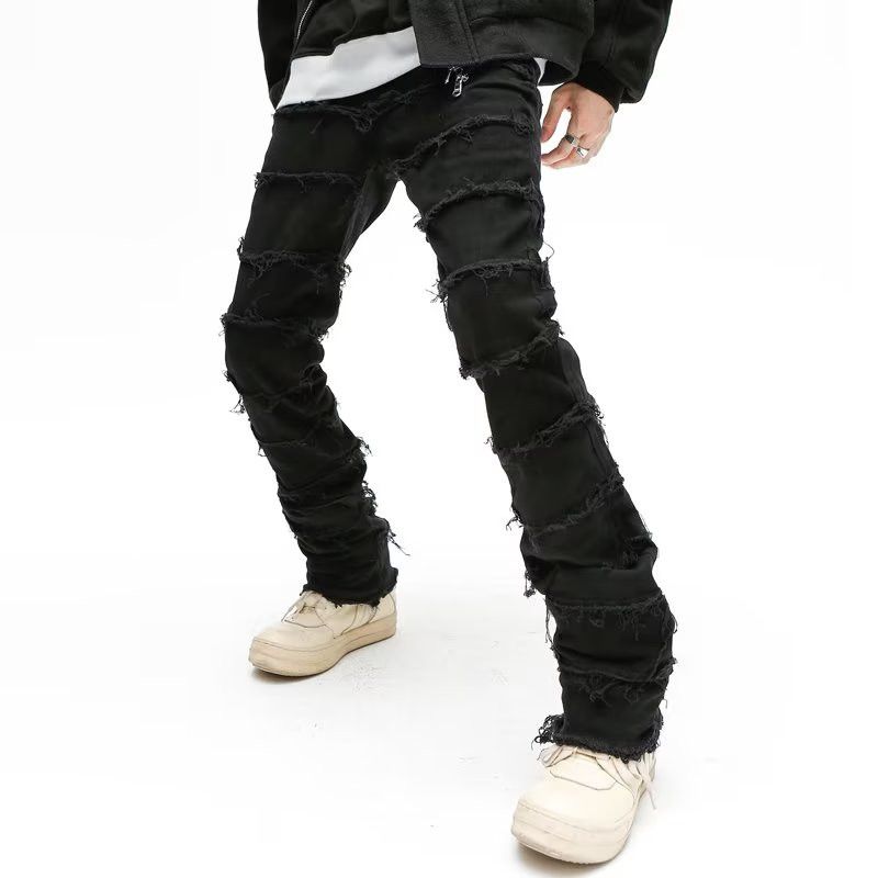 Designer Slim Fit Patch Distress Destroyed Jeans Size US 38 / EU 54 - 4 Thumbnail