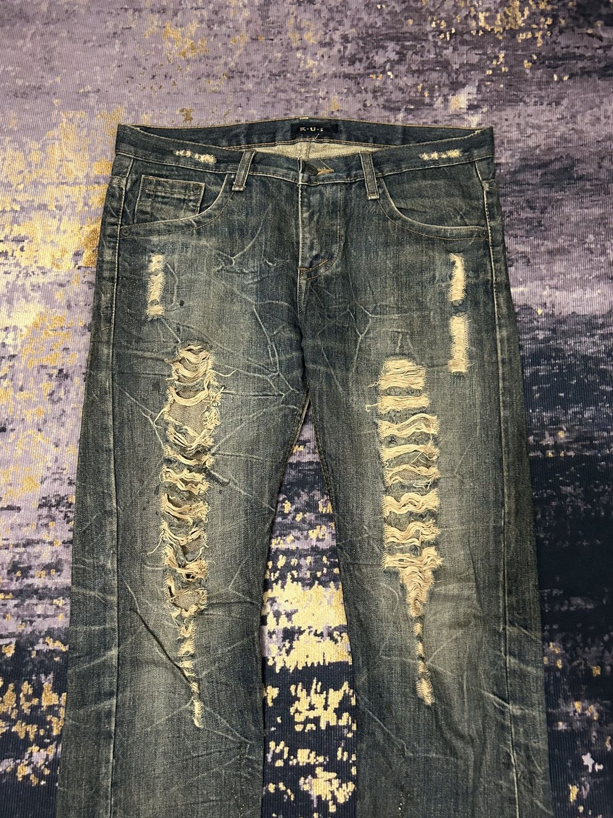 Tornado Mart Kui Mudwash Clawmark Distressed Jeans Size US 36 / EU 52 - 10 Thumbnail