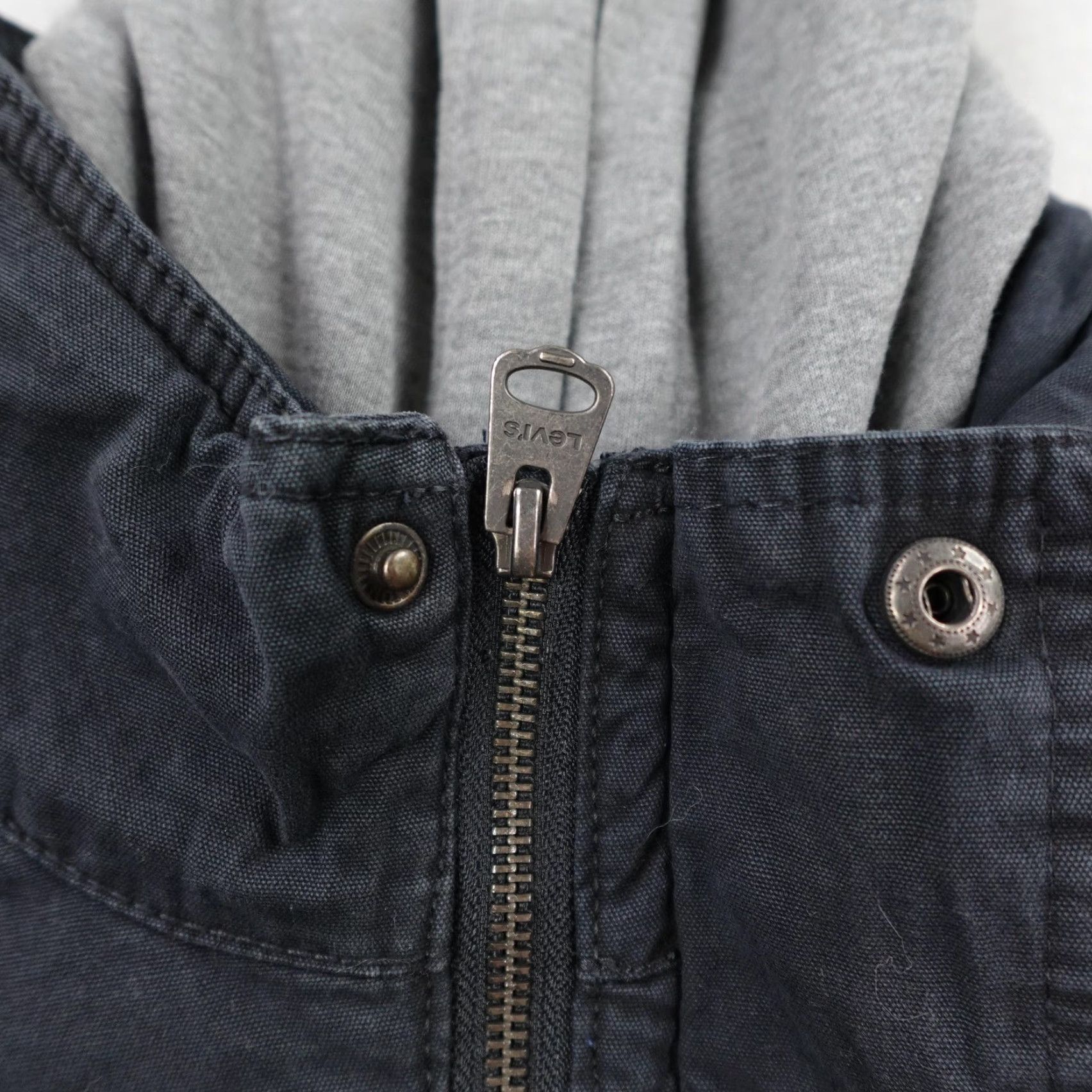 Levi's Levis Jacket Mens M Black Canvas Hooded Quilted Lined Utility Work Coat Size US M / EU 48-50 / 2 - 5 Thumbnail