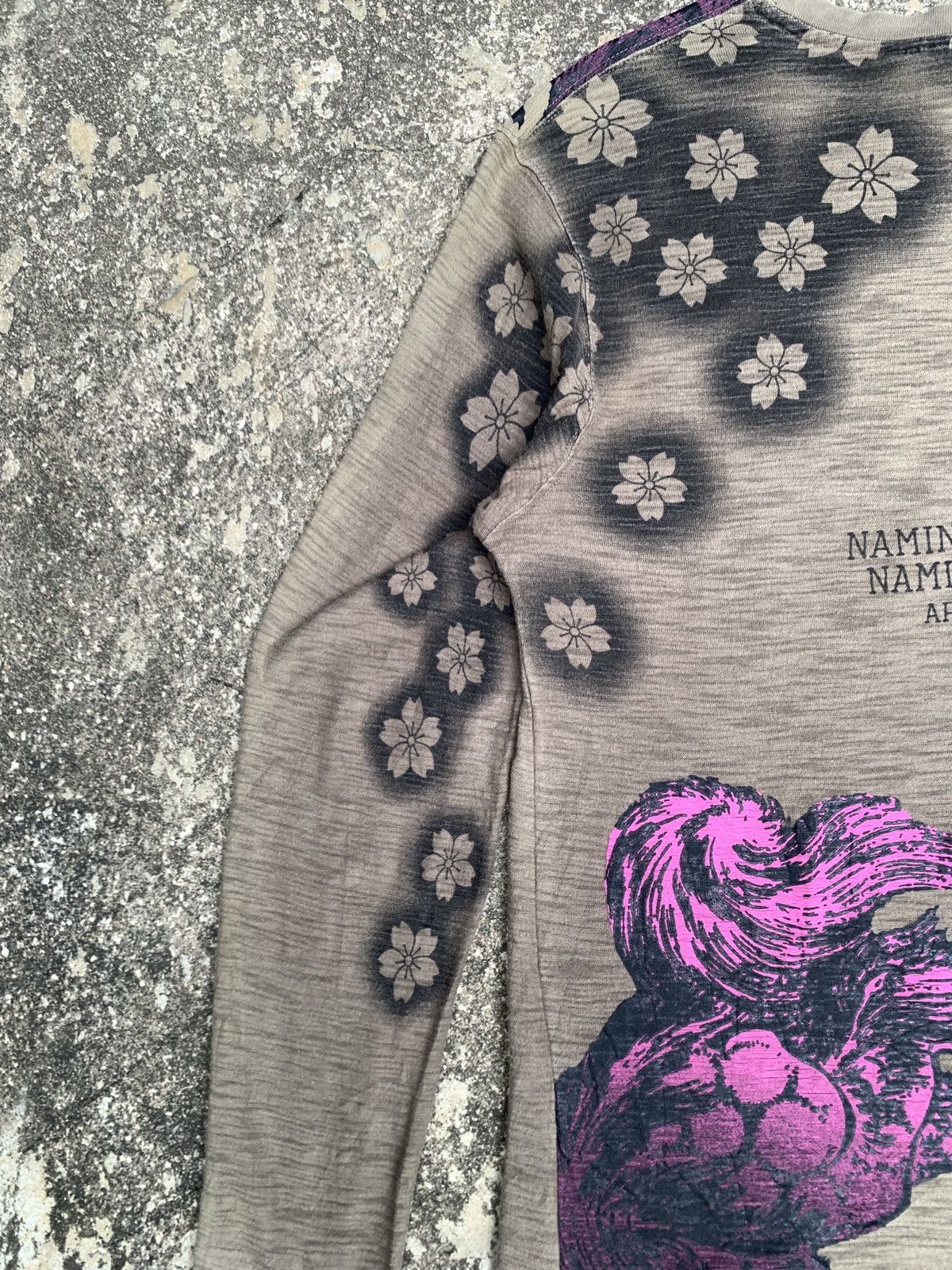 Japanese Brand NTN Team Sukajan Lion Sakura Army Green Longsleeve Tee Size US L / EU 52-54 / 3 - 6 Thumbnail