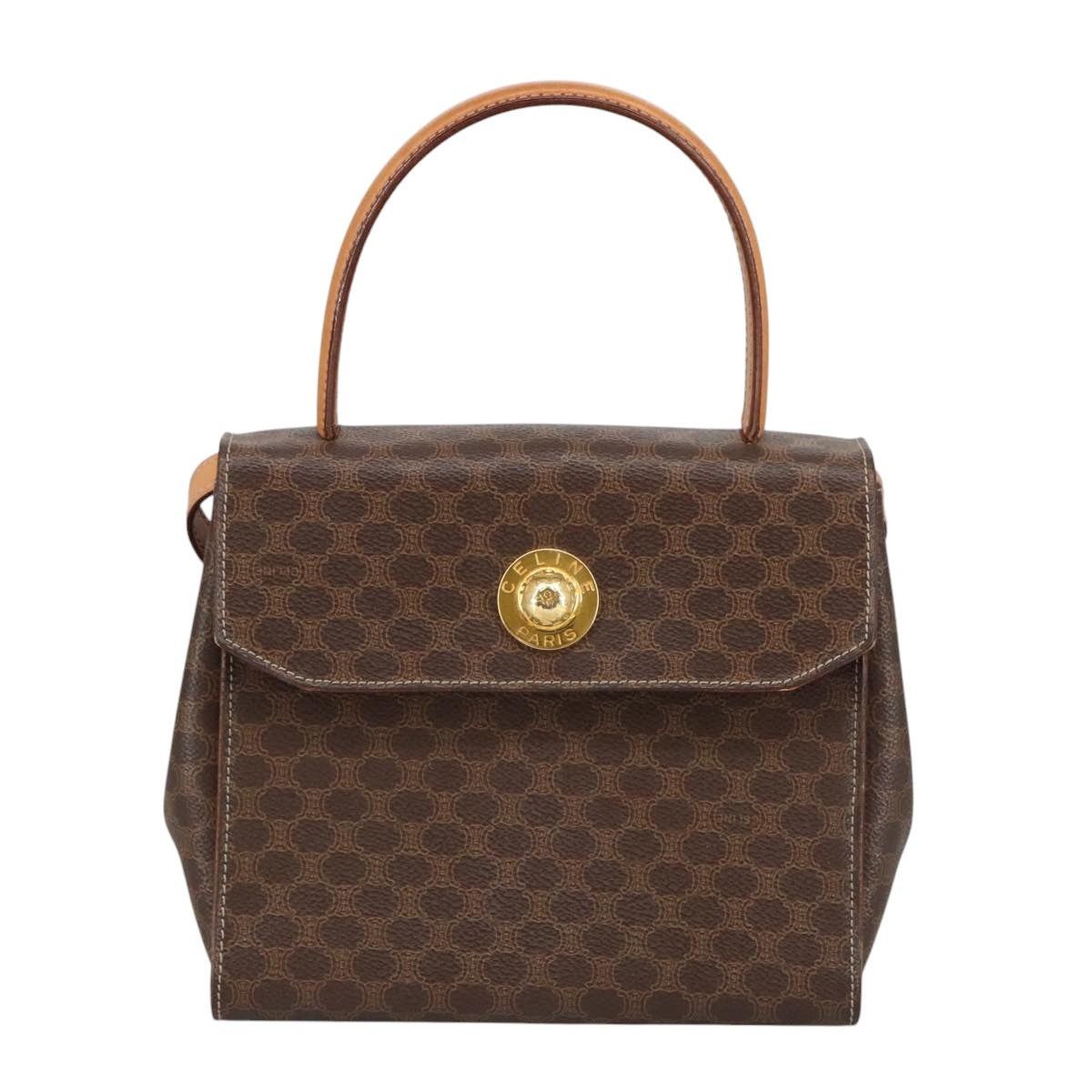 Celine CELINE Macadam Canvas Hand Bag Pvc Leather Brown Gold Size ONE SIZE - 12 Thumbnail