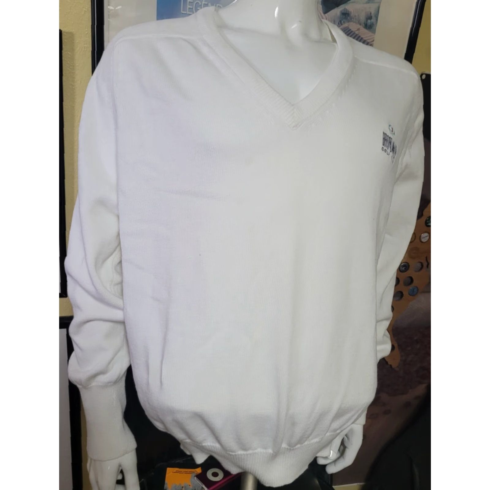 Izod IZOD Broadmoor Golf Club Colorado Springs V Neck Egyptian Cotton Golf Sweater XL Shirt Men White Size US XL / EU 56 / 4 - 3 Thumbnail