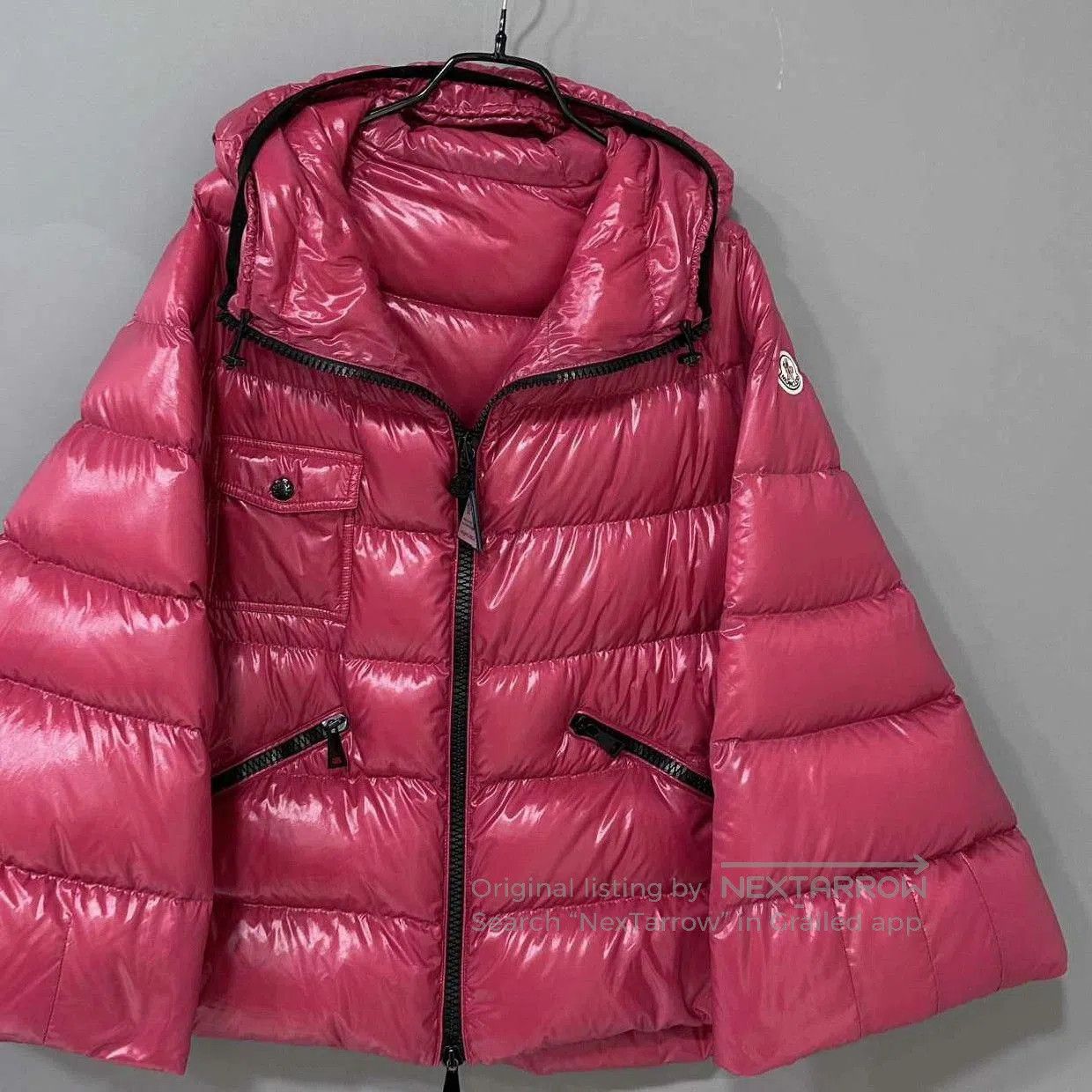Moncler Moncler Pink Cape Logo Down Jacket. Size L / US 10 / IT 46 - 1 Thumbnail