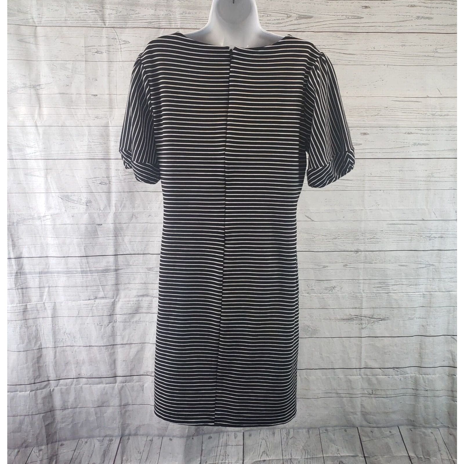Ann Taylor Ann Taylor Womens Dress Sz 12 Black White Stripe Half Sleeves Striped Size XL / US 12-14 / IT 48-50 - 4 Thumbnail