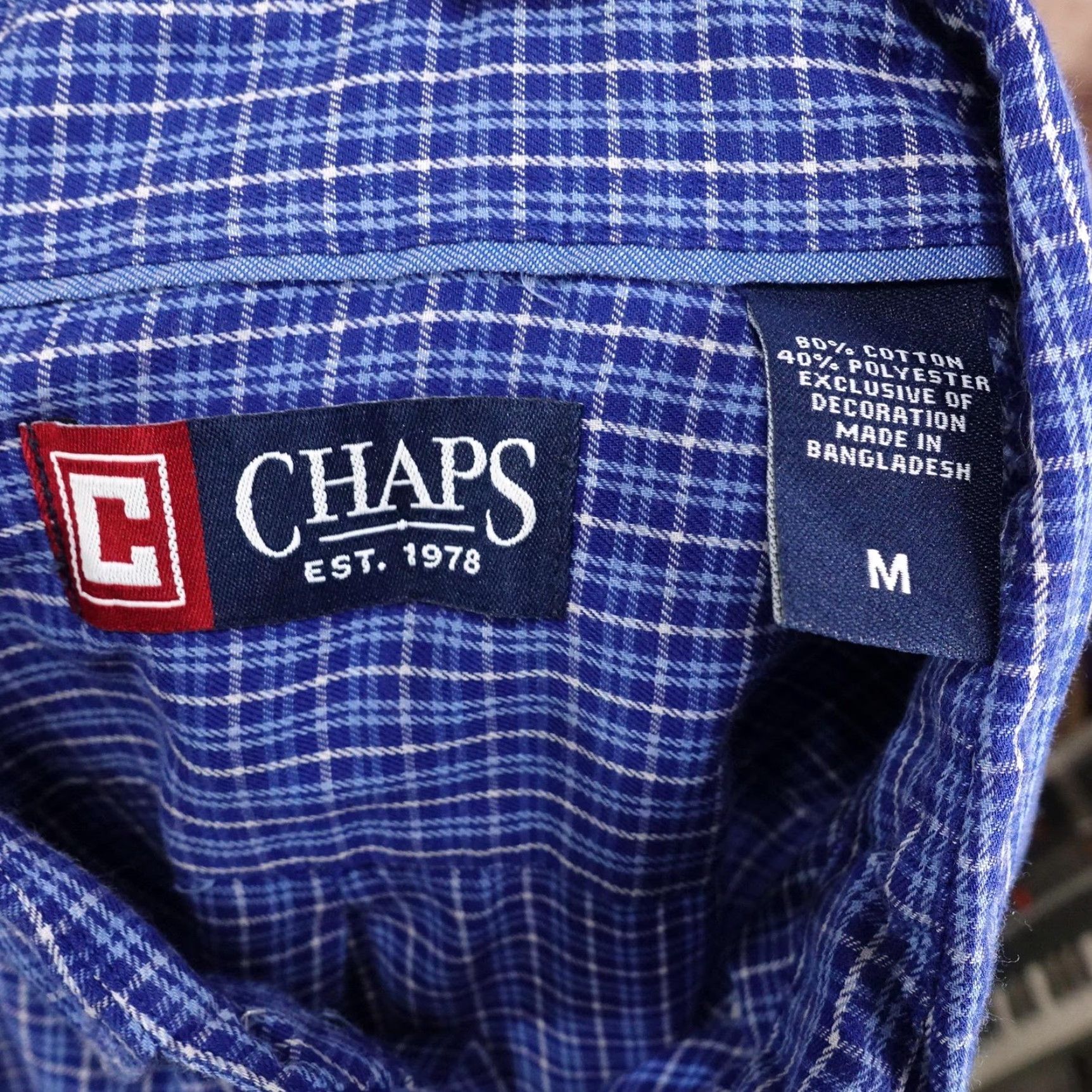 Chaps Chaps Shirt Mens Medium Blue Check Long Sleeve Button-Down Collar Crest Logo Casual Size US M / EU 48-50 / 2 - 6 Thumbnail