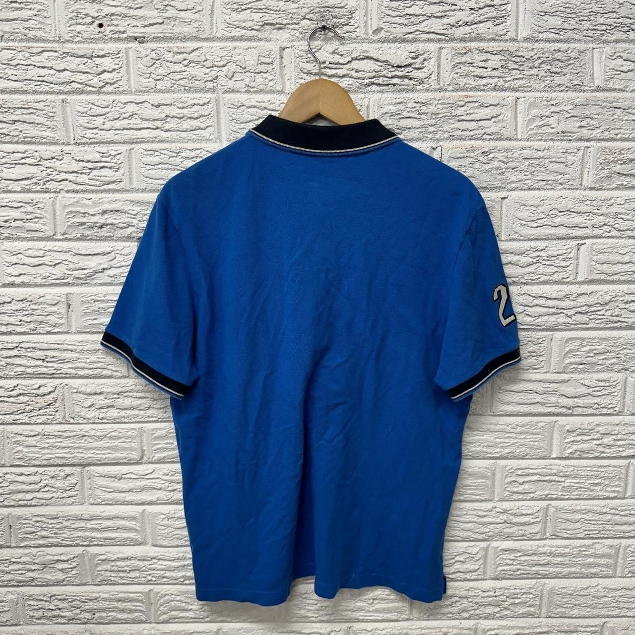 Lacoste Rare Lacoste Big Logo Blue Collared Shirt Size 6 / XL Size US XL / EU 56 / 4 - 3 Thumbnail