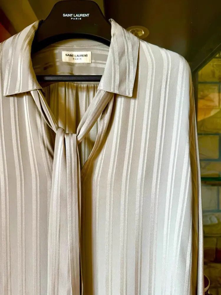 Saint Laurent Paris Sz 39 Saint Laurent Paris 22AW Tie Attached Shirt-2507 Size US M / EU 48-50 / 2 - 3 Thumbnail