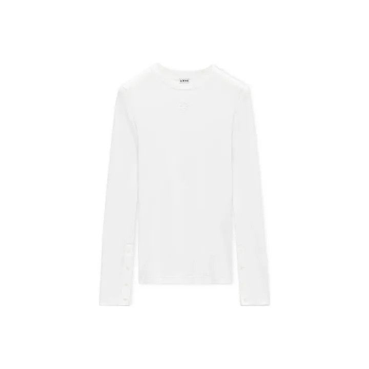 Loewe Loewe White Logo Embroidered Long Sleeve Top Size L / US 10 / IT 46 - 1 Thumbnail