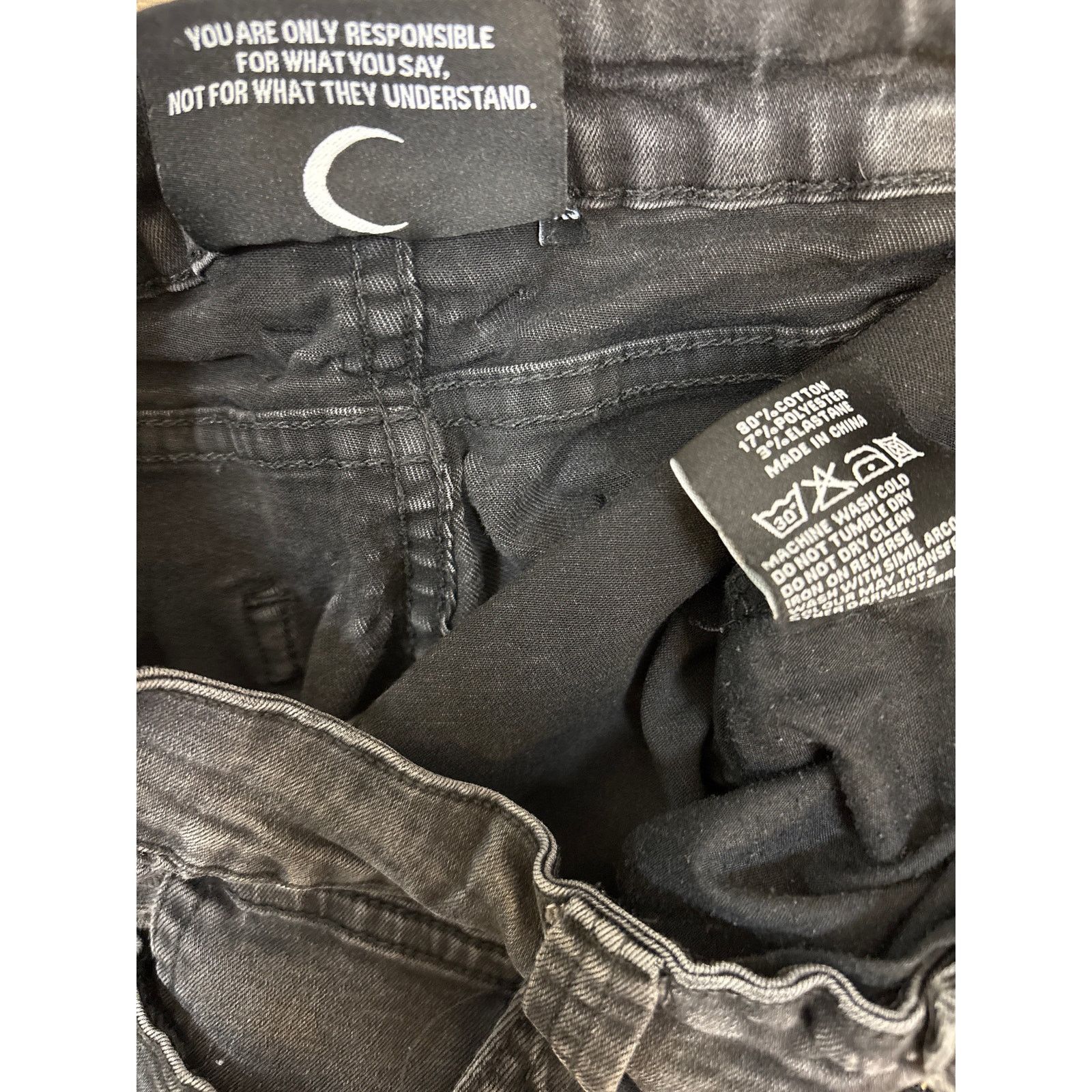 Killstar Kill star Black jeans goth tech zipper jogger 24x30 punk emo Size 24" / US 00 / IT 34 - 4 Thumbnail