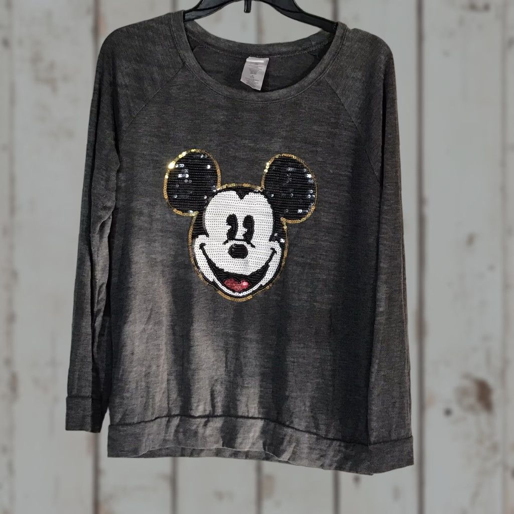 Disney Disney Mickey Mouse Gray Sequined Sweatshirt Womens Size S Casual Long Sleeve Size S / US 4 / IT 40 - 1 Thumbnail