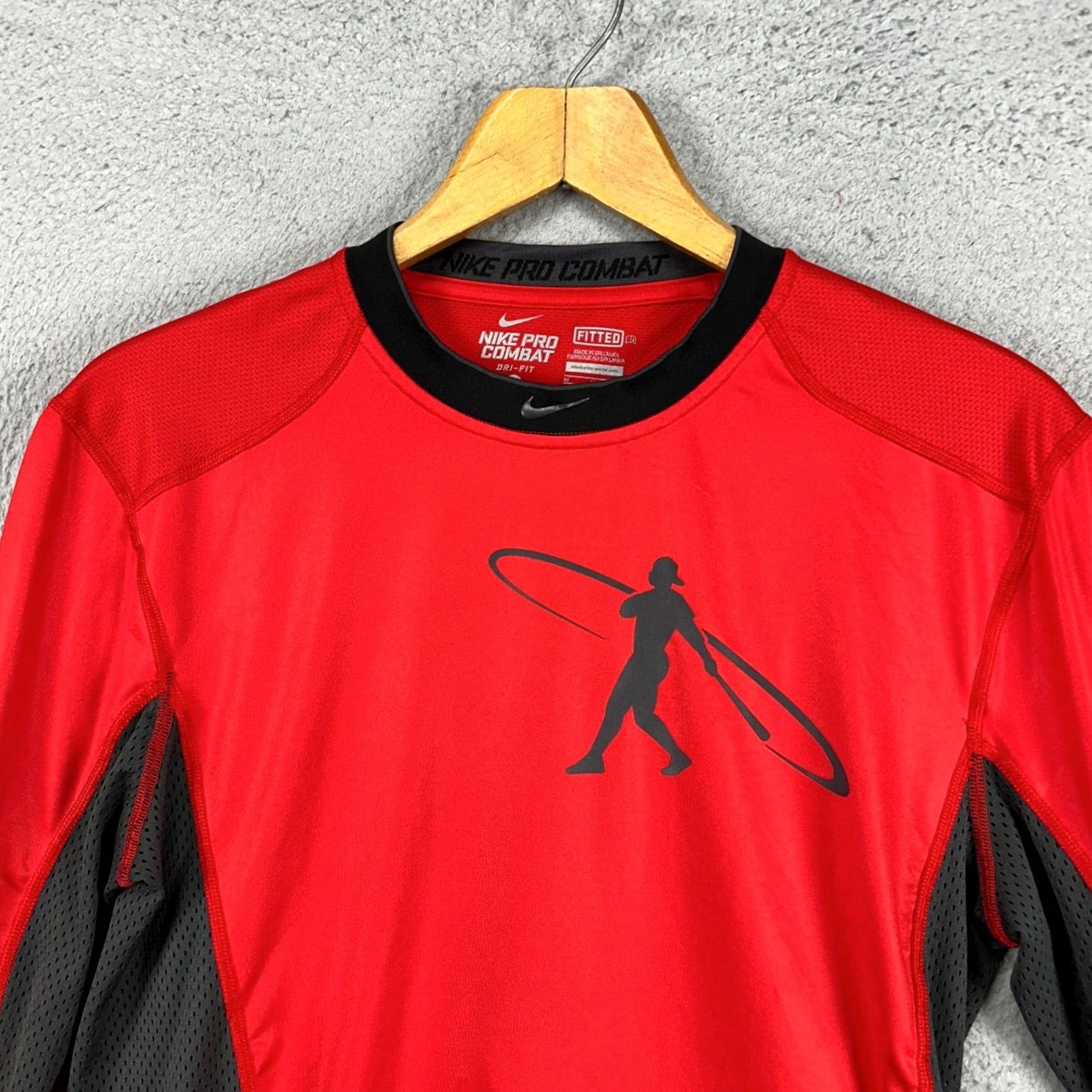 Nike Nike Pro Combat Dri-Fit Red Athletic Shirt Medium Mens Fitted Pullover Crewneck Long Sleeve Swingmen Size US M / EU 48-50 / 2 - 2 Thumbnail