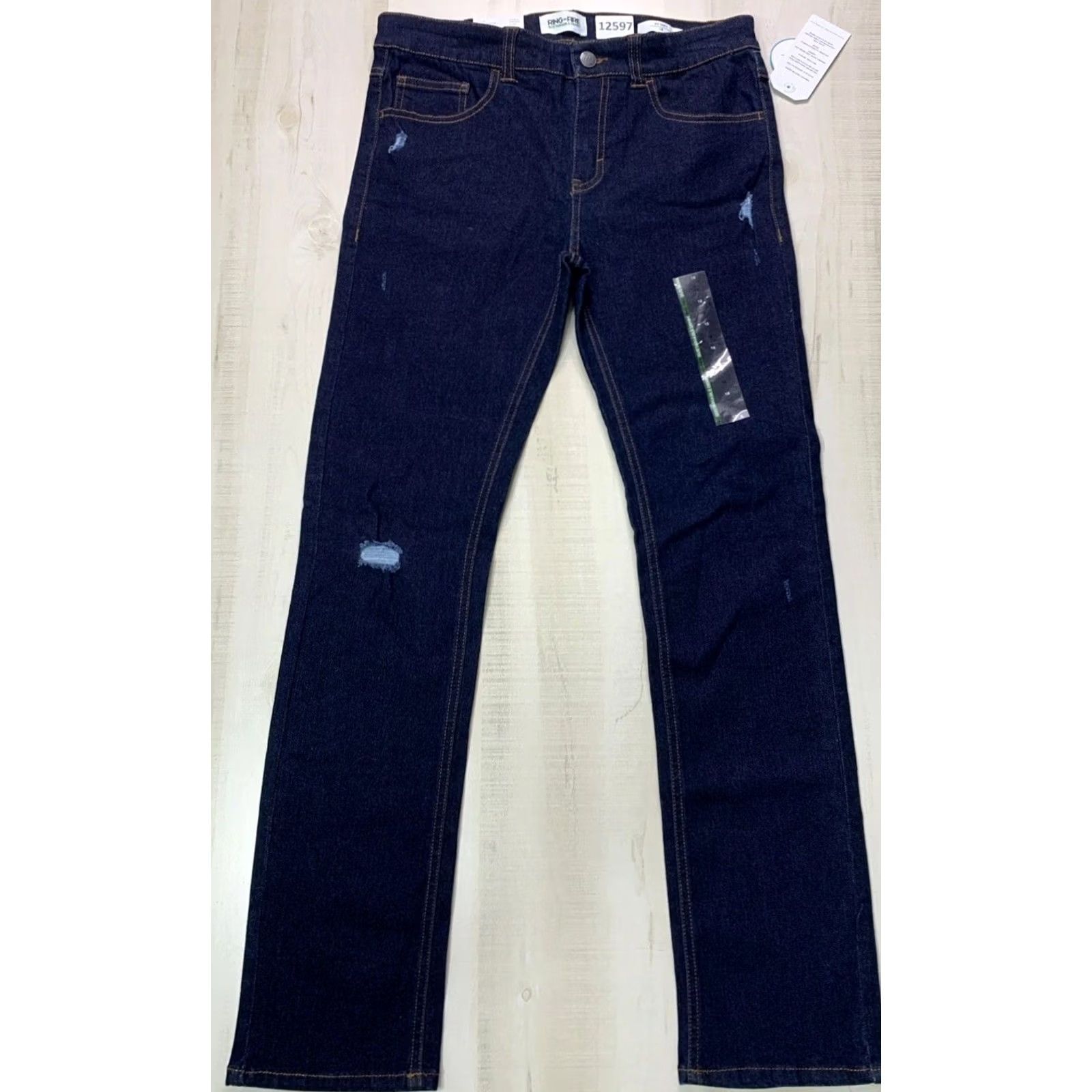 Ring Of Fire VINTAGE Ring Of Fire Denim Jeans Ring Of Fire 18 Juniors Skinny Dark Wash Distressed Blue Jeans Womens Girls Size 40" / US 18 - 2 Thumbnail