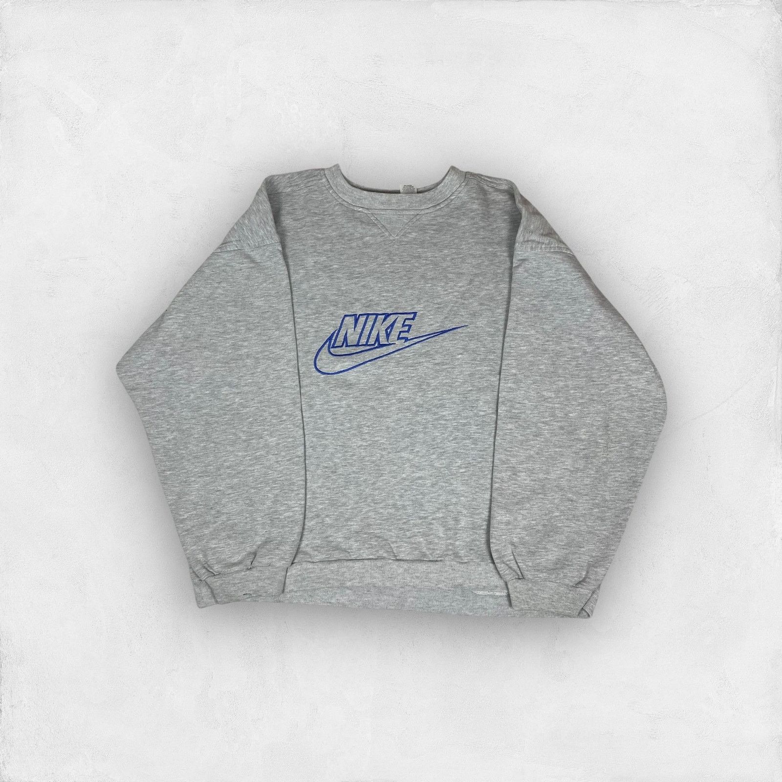 Nike × Vintage Vintage Nike Men’s Heather Gray Solo Swoosh Sweatshirt XL Size US XL / EU 56 / 4 - 1 Thumbnail