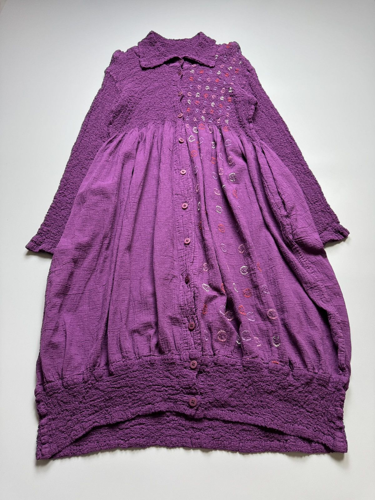 Issey Miyake Issey Miyake Me - Flower Embroidered Design Pleated Dress Size ONE SIZE - 5 Thumbnail