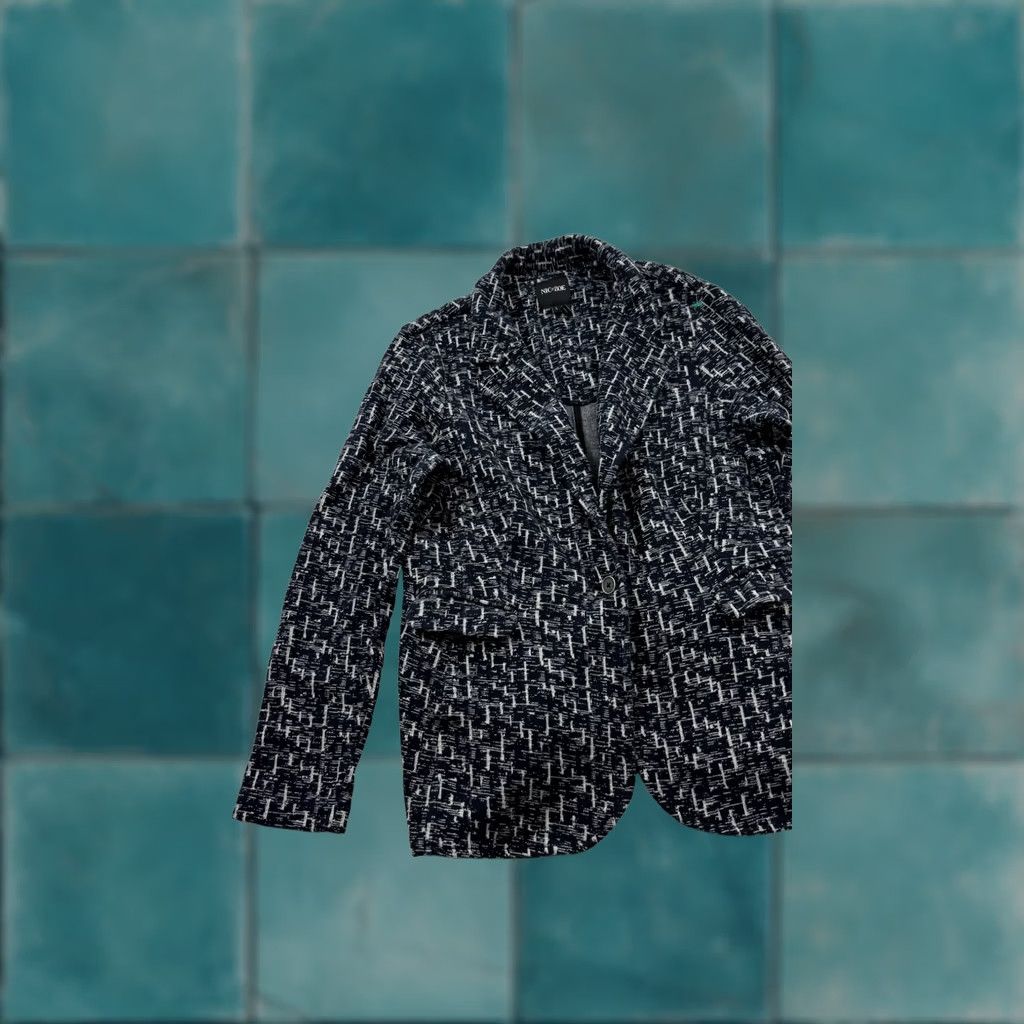 NIC+ZOE NIC+ZOE Blazer Womens L Blue Geometric Knit One Button Jacket Pockets Work Vintage No Size L / US 10 / IT 46 - 1 Thumbnail