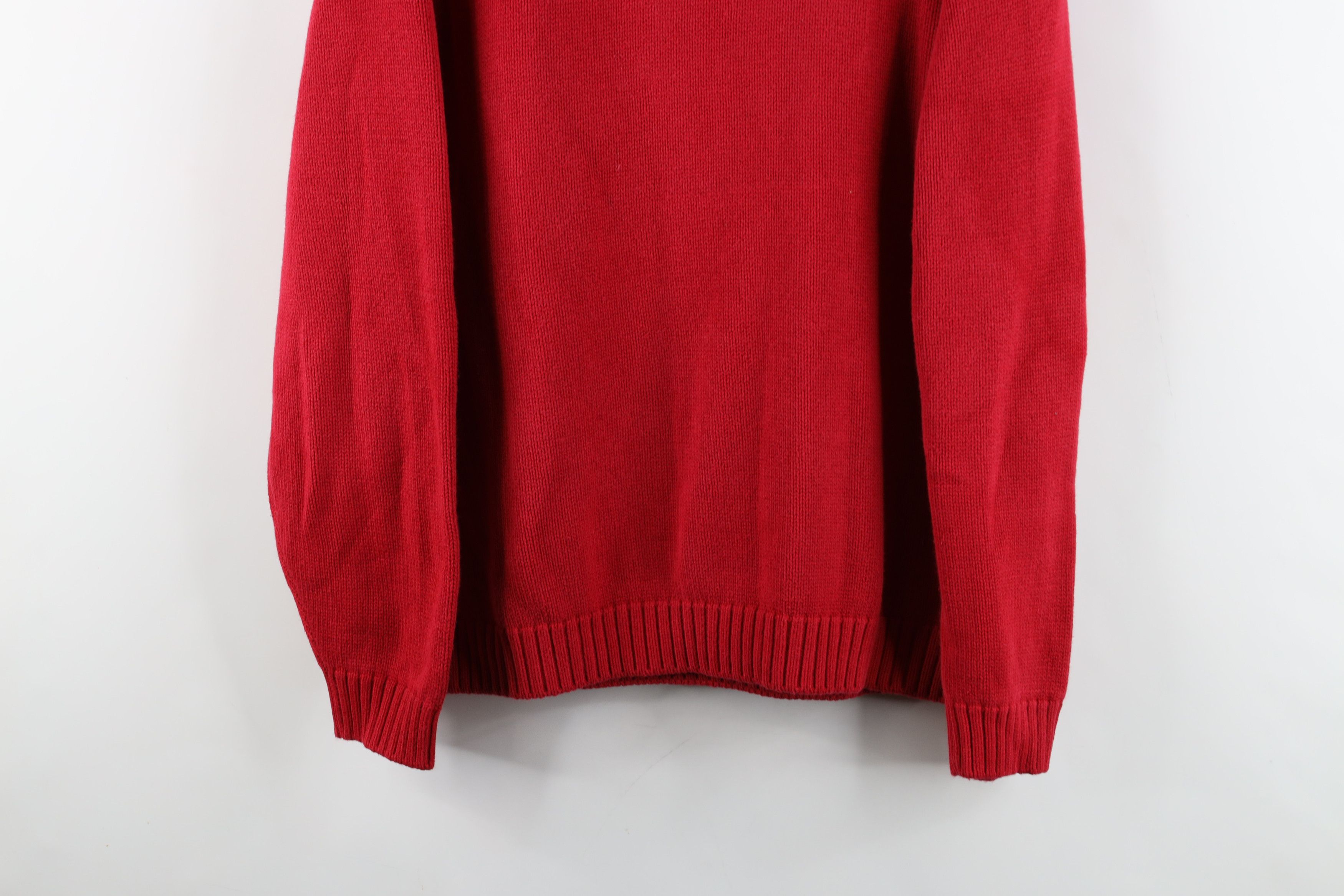 Lands' End × Vintage Vintage 90s Lands End Blank Cotton Knit Sweater Red USA Size L / US 10 / IT 46 - 3 Thumbnail