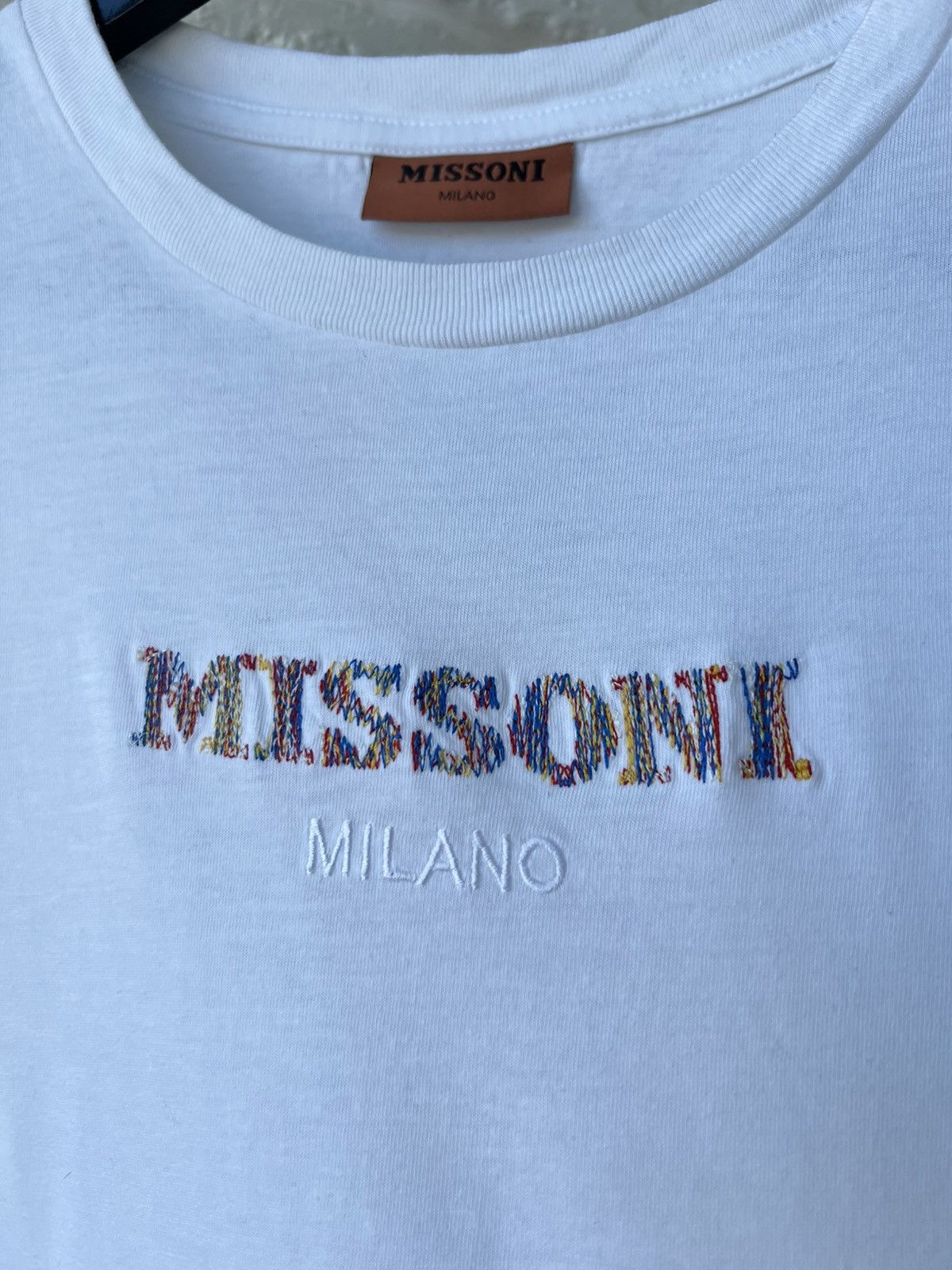 Missoni Missoni Milano White Embroidered Logo Tee T-Shirt Size M / US 6-8 / IT 42-44 - 3 Thumbnail