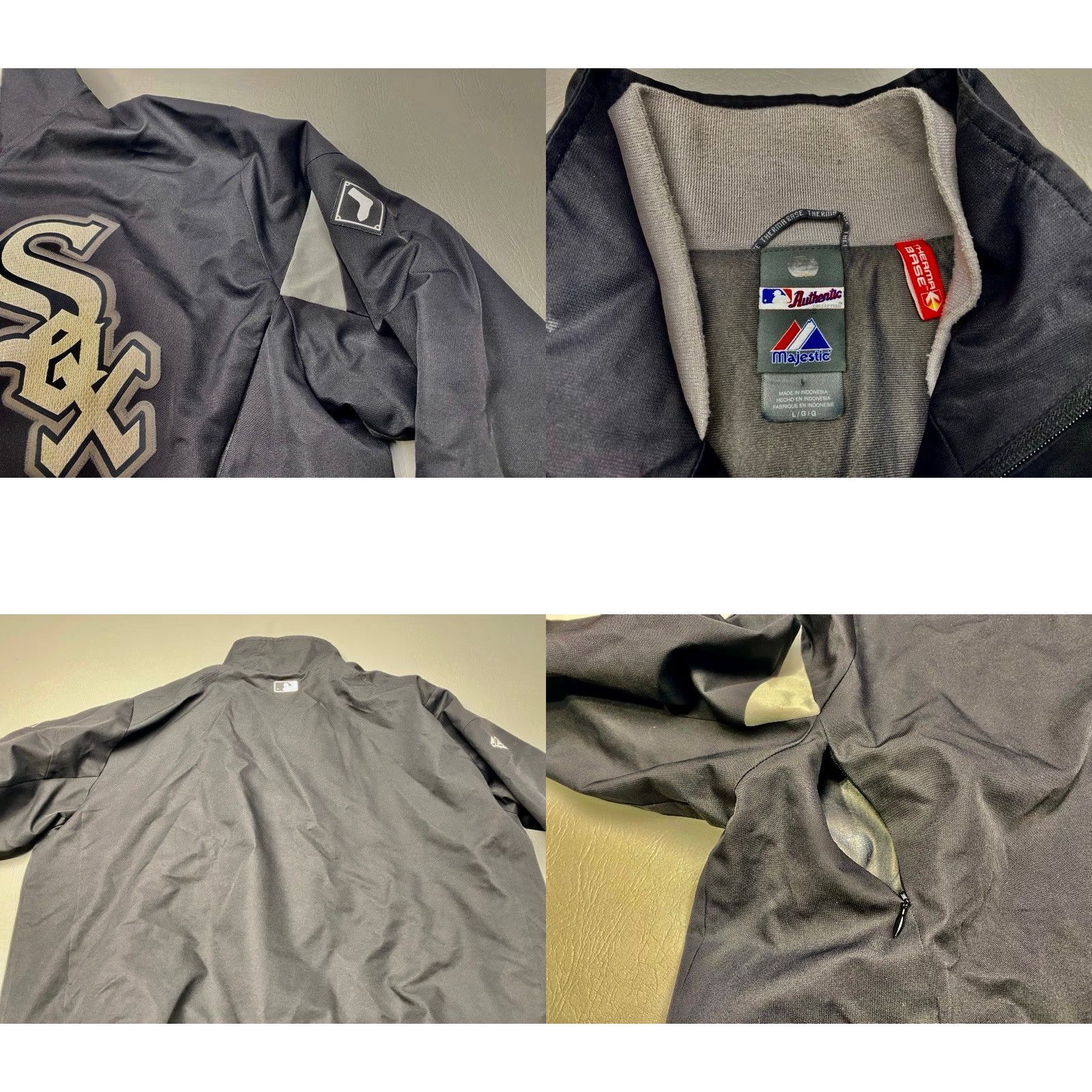MLB Majestic Chicago White Sox Full Zip Jacket Large MLB Black Therma Base Dugout Jacket Size US L / EU 52-54 / 3 - 8 Thumbnail
