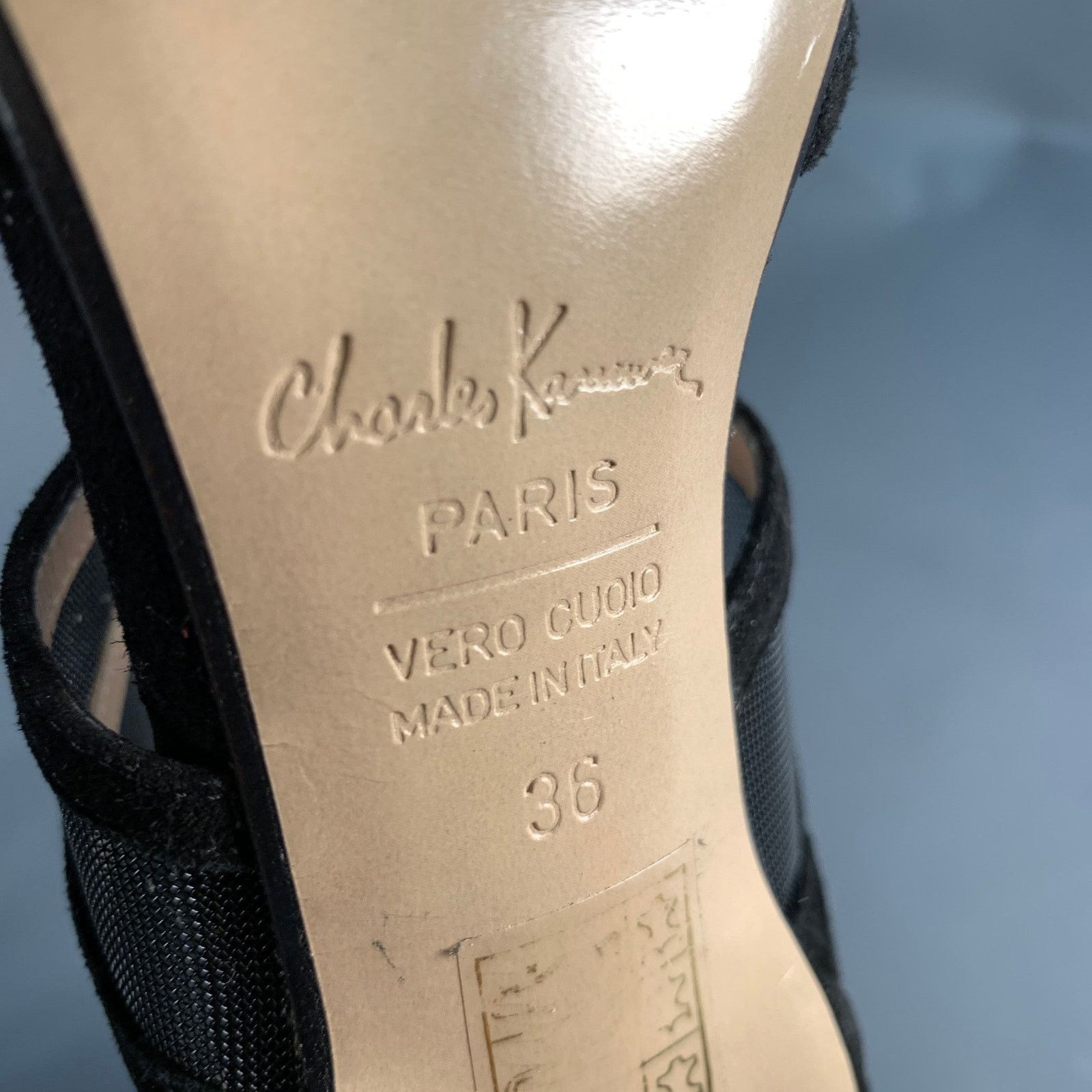 Other CHARLES KAMMER Size 6 Black Mesh Suede Peep Toe Boots Size US 6 / IT 36 - 7 Thumbnail