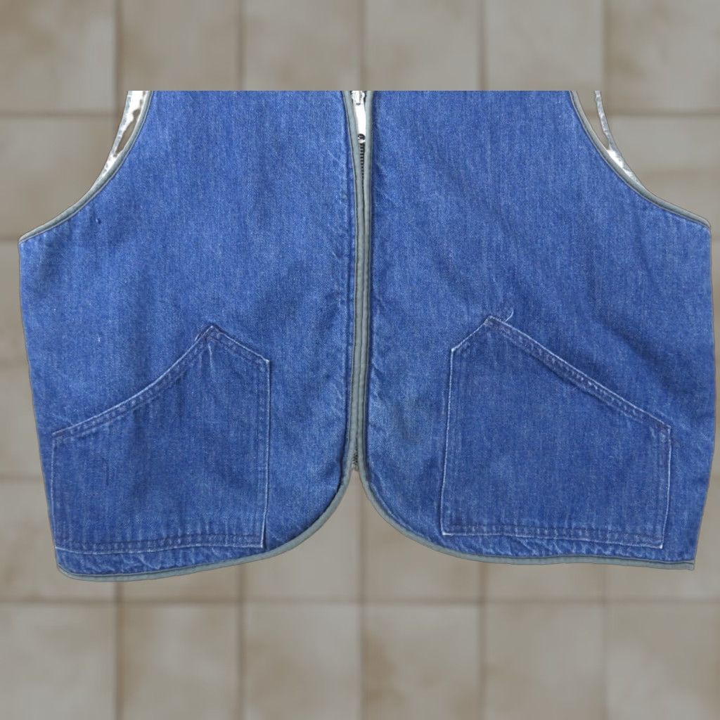 Denime VINTAGE 60's Sherpa Lined Denim Vest Abbot Talon Zipper Workwear Medium M Blue Quilted Mens Size US M / EU 48-50 / 2 - 1 Thumbnail
