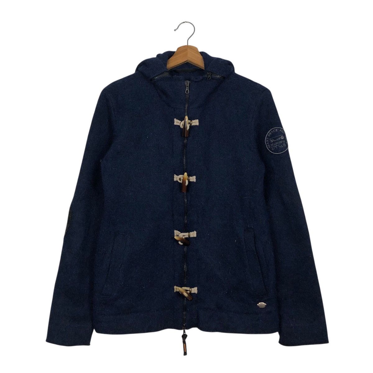 Blue Blue Japan 📌Vintage Wool Jacket Heart Peace & Love Indigo Biker Style Size US M / EU 48-50 / 2 - 13 Thumbnail