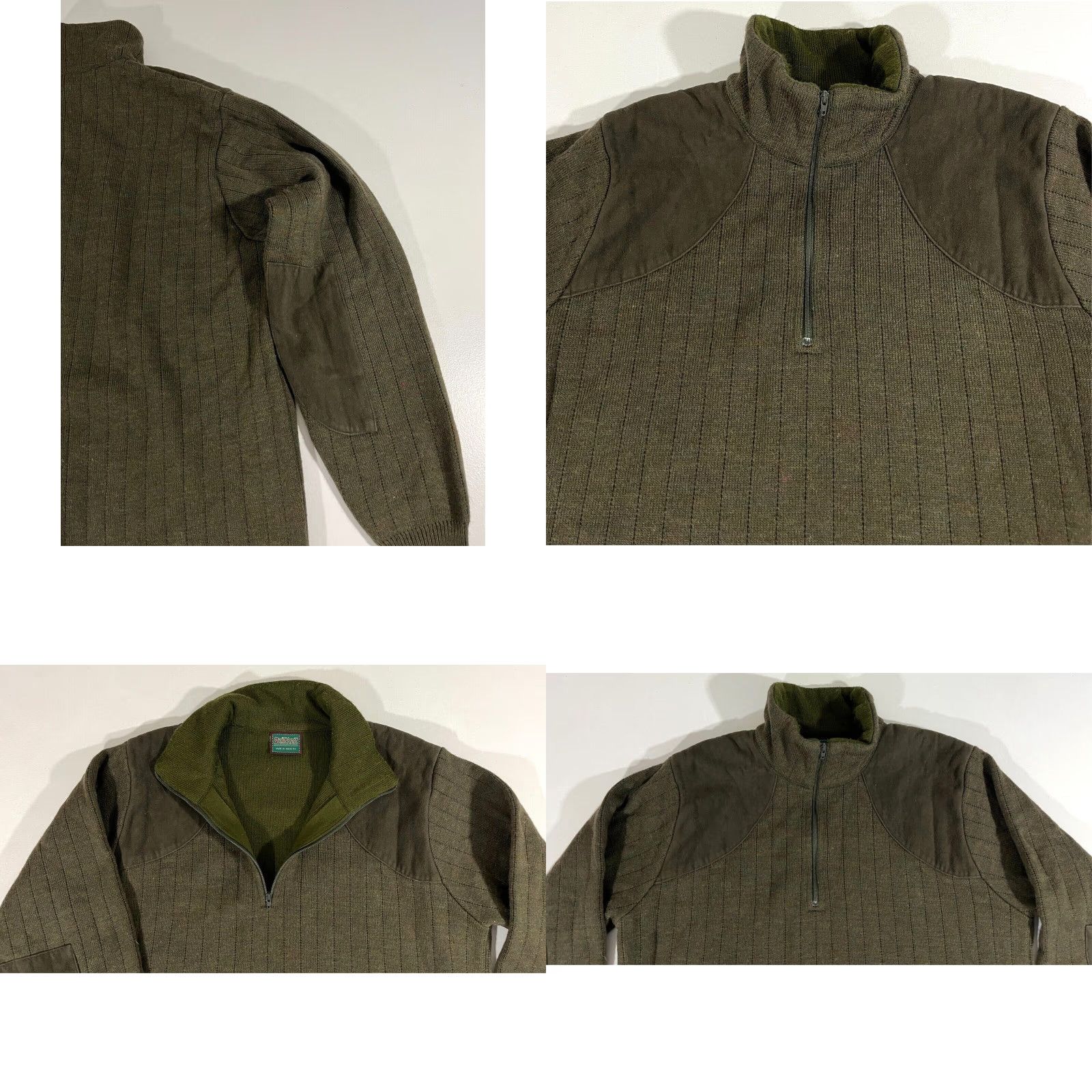 Vintage Quiltknit Men's Sweater 1/4 Zip Wool Hunting Mock Neck Forest Green M Size US M / EU 48-50 / 2 - 8 Thumbnail