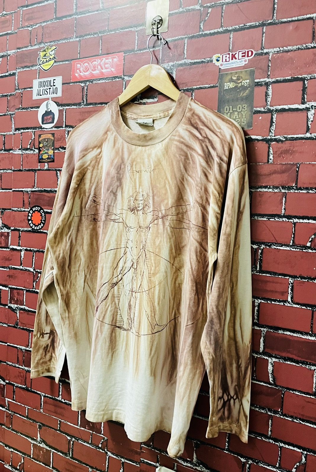 Vintage VINTAGR LEONARDO DA VINCI (VITRUVIAN MAN ) 90s Size US L / EU 52-54 / 3 - 2 Thumbnail