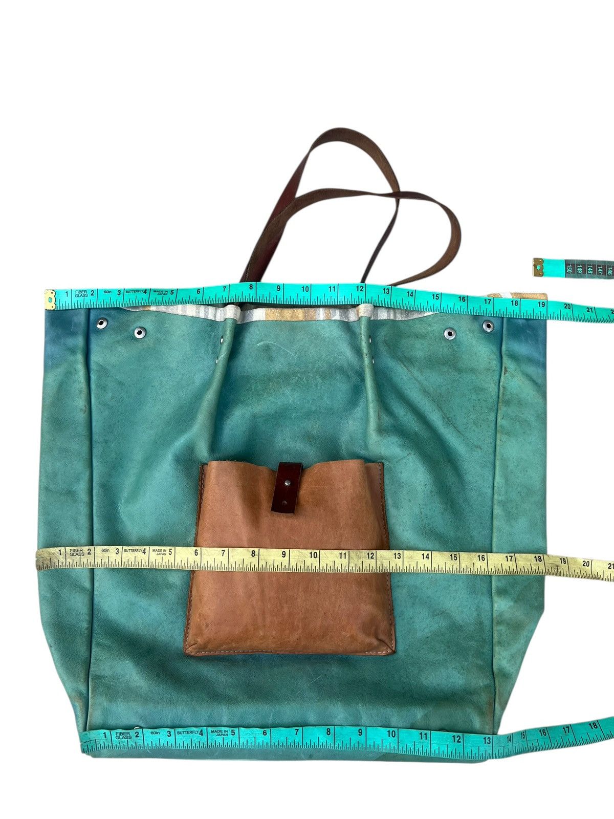 Leather Vintage Icaru Japan Faded Distressed Patina Leather Tote Bag Size ONE SIZE - 2 Thumbnail