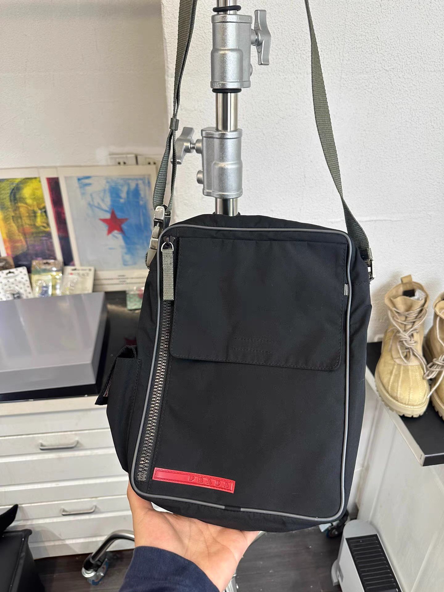 バッグ Archive 90s Prada Sport Body Bag Black Prada Archive 90s Prada Sport Red Tab Black Shoulder Sling Bag