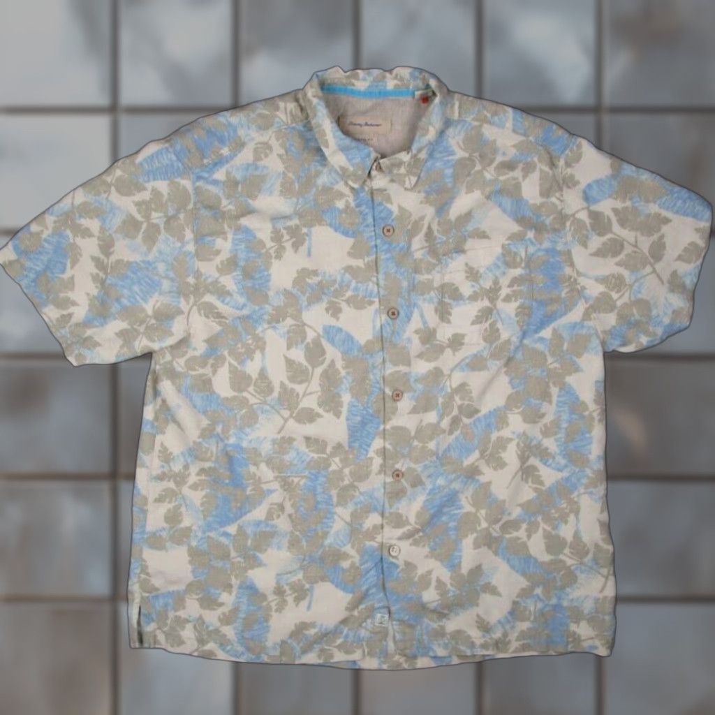 Tommy Bahama Tommy Bahama Shirt Mens 2XL Gray Floral Button Up Silk Camp Hawaiian Tiki Size US XXL / EU 58 / 5 - 1 Thumbnail