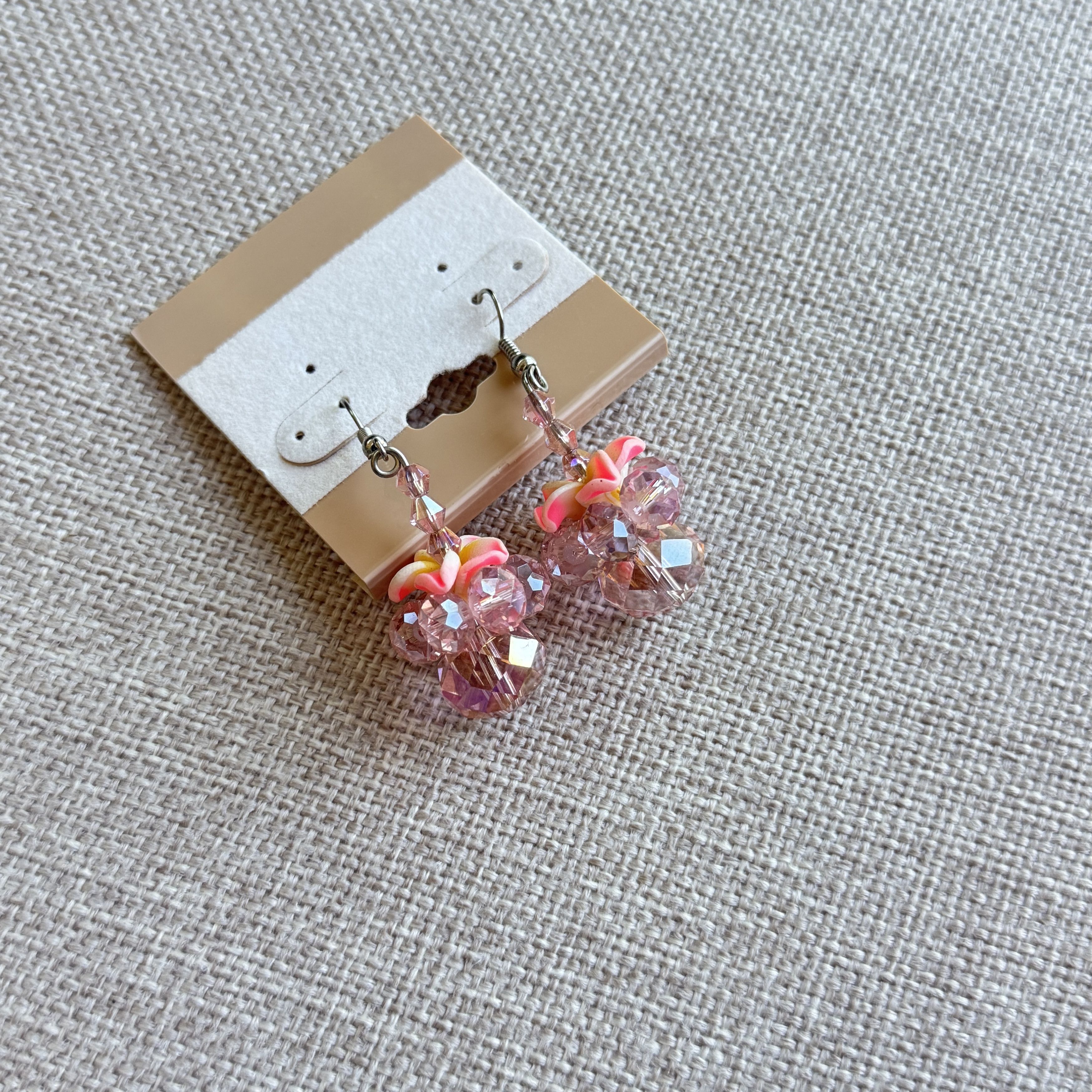 Other Pink Beaded Flower Drop Earrings Size ONE SIZE - 6 Thumbnail