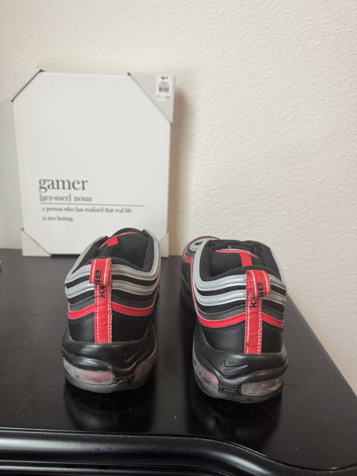 Nike Nike Air Max 97 Black Red Silver Size US 12 / EU 45 - 4 Thumbnail