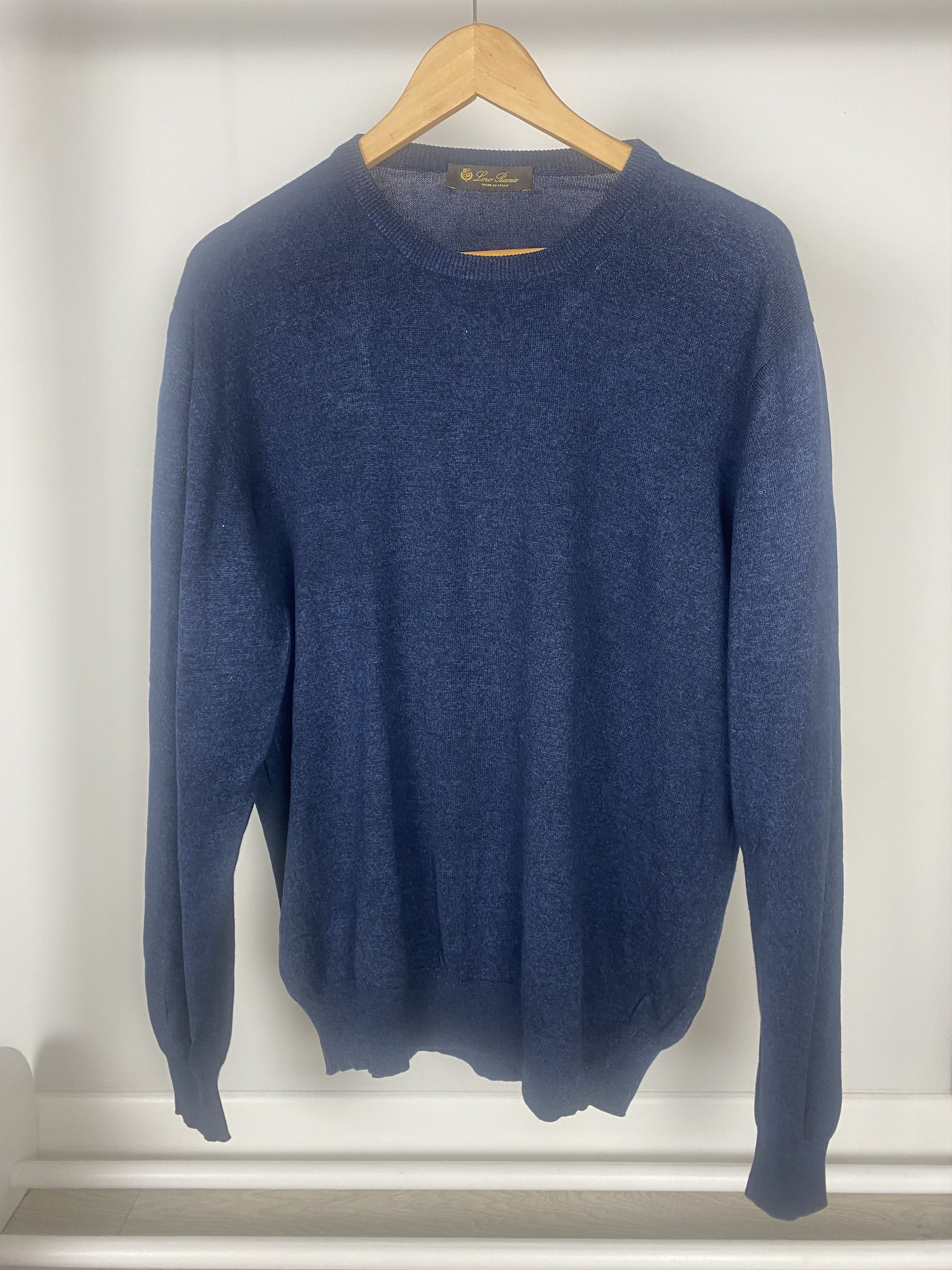 image of Loro Piana Silk Sweater in Navy Blue, Men's (Size XL)