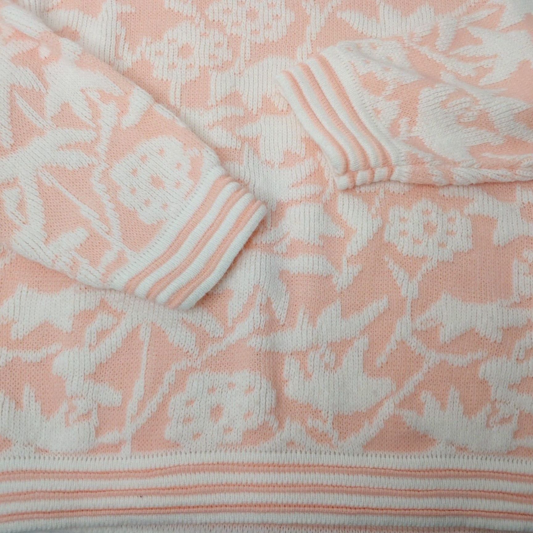 Vintage VINTAGE Arielle Sweater Women M Pink White Floral High Neck Cottagecore Pullover Long Sleeve Knit Size M / US 6-8 / IT 42-44 - 3 Thumbnail