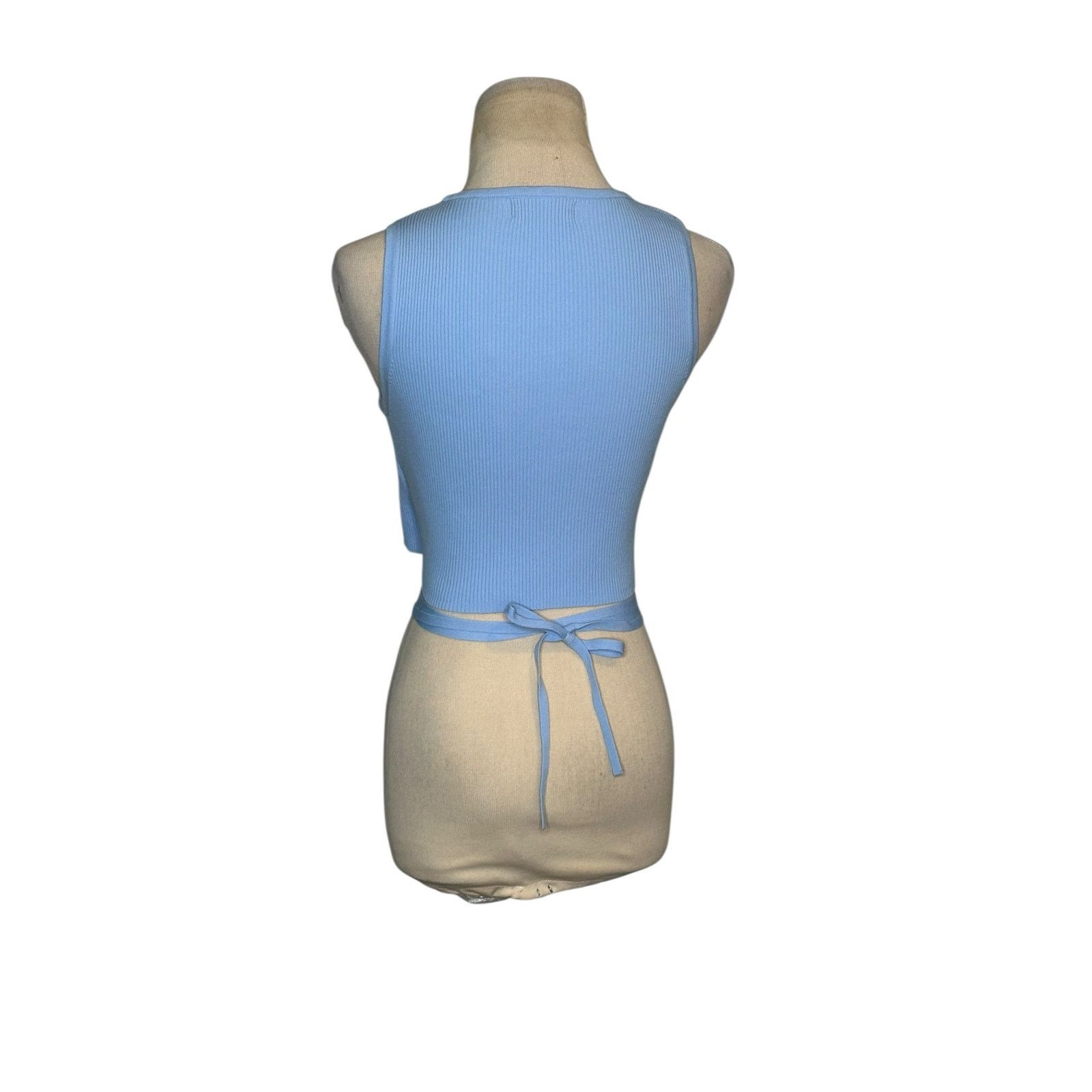 Bershka Bershka light blue ribbed knit crop top size Large Size L / US 10 / IT 46 - 11 Thumbnail