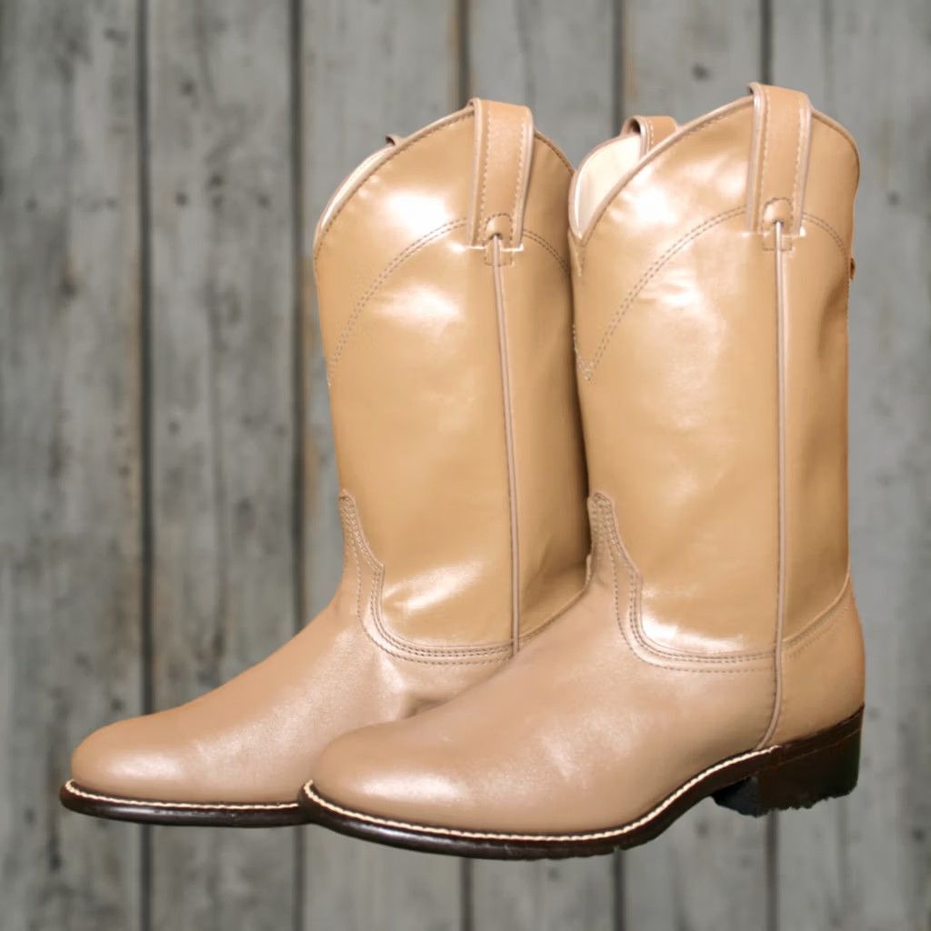 Vintage VINTAGE LAREDO Boots Western 10" Tan Leather 7M Women's Size 7M Boot Shoe Leather Outsole Mid-Calf Western Women Mens Boys Girls Size US 7 / IT 37 - 1 Thumbnail