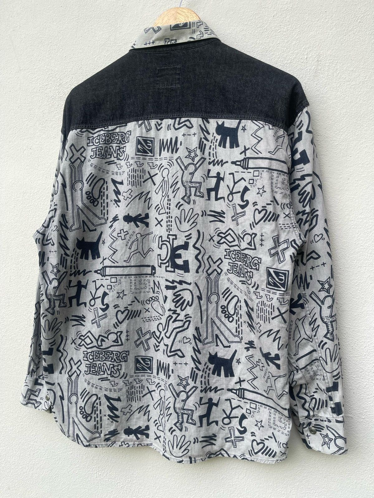 Iceberg × Keith Haring × Vintage 90s Iceberg Keith Haring Fullprint Button Shirt Size US M / EU 48-50 / 2 - 15 Thumbnail